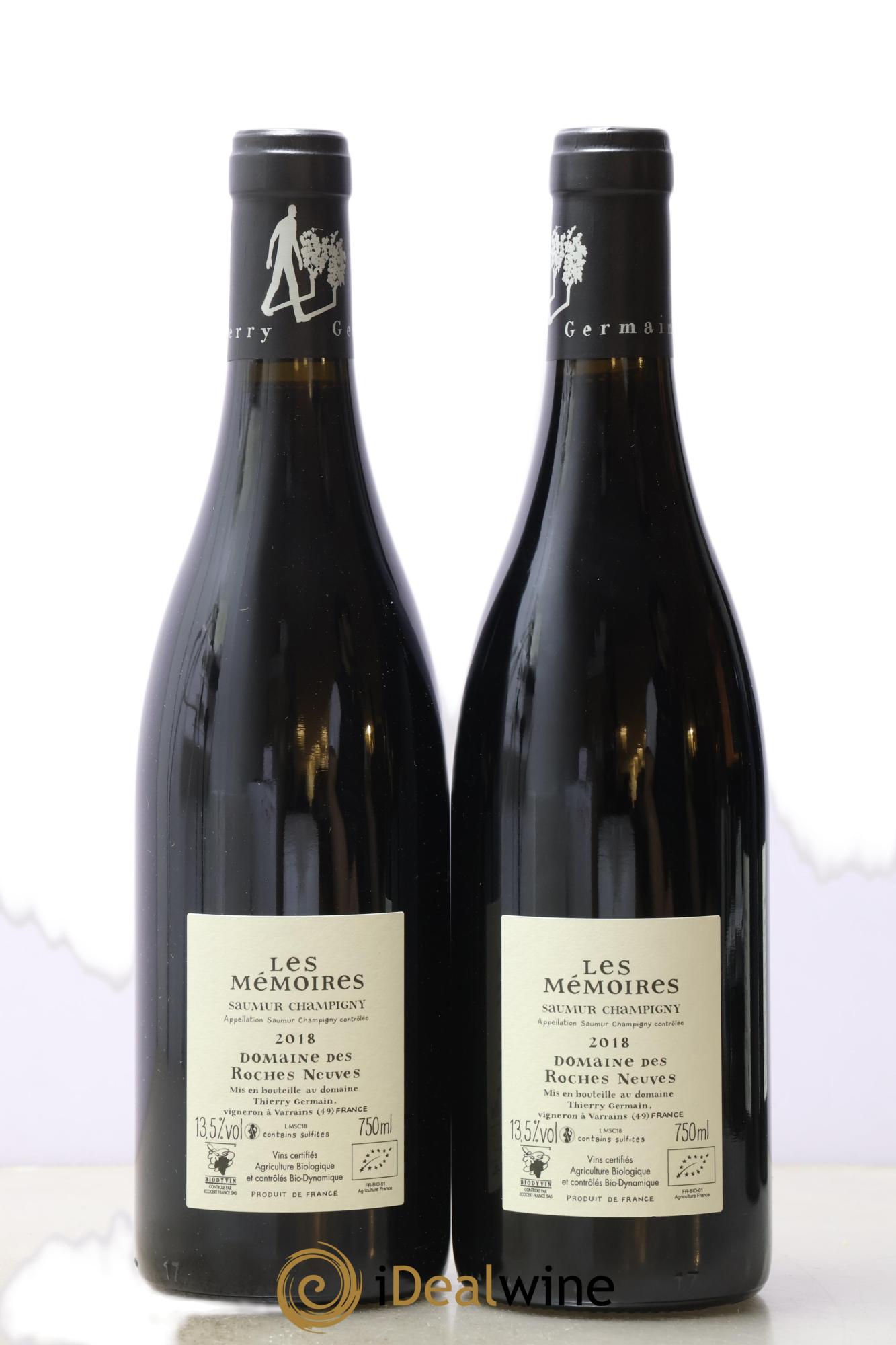 Saumur-Champigny Les Mémoires Domaine des Roches Neuves - Thierry Germain 2018 - Lot de 2 bouteilles - 1
