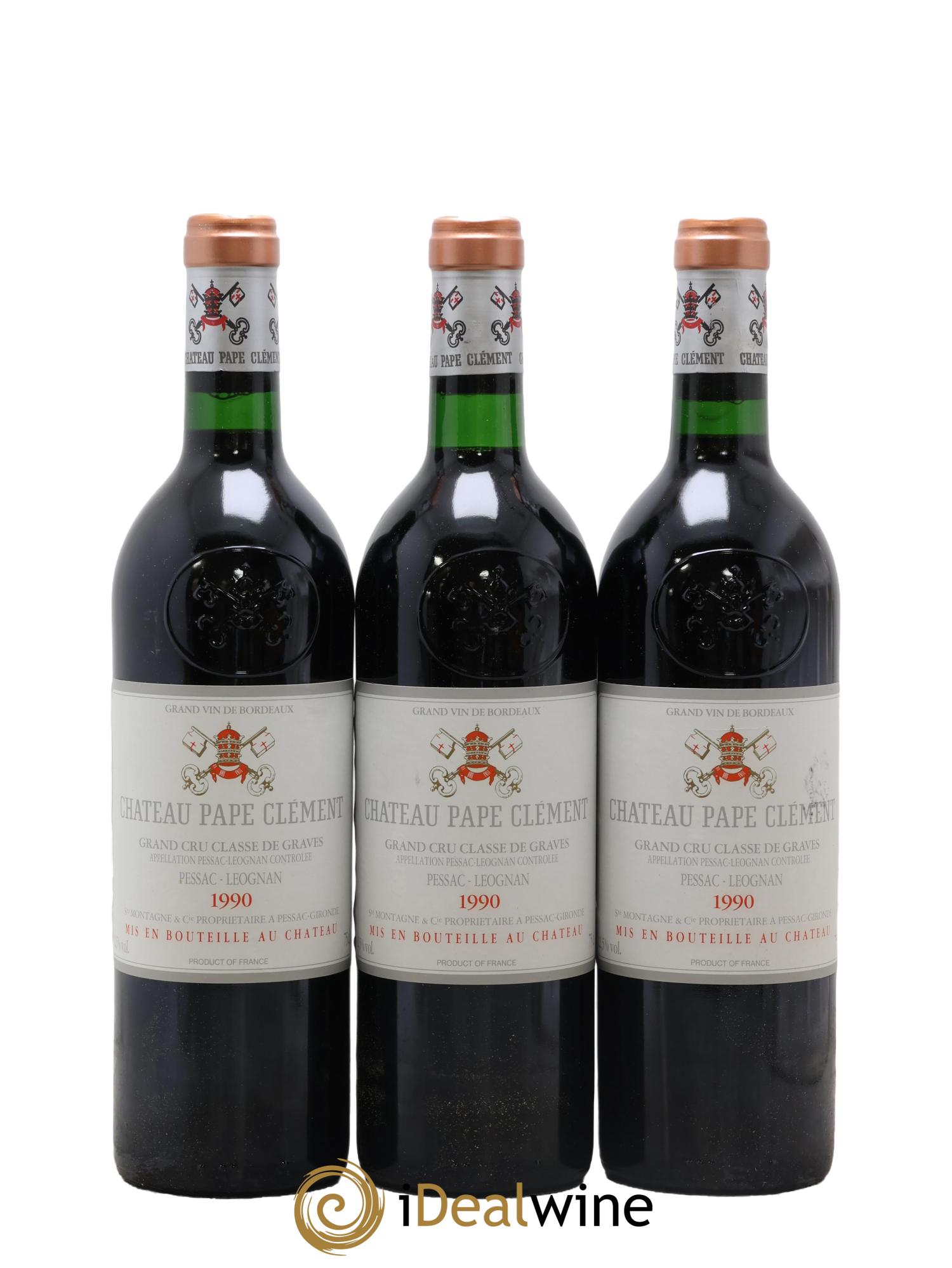 Château Pape Clément Cru Classé de Graves 1990 - Lotto di 3 bottiglie - 0