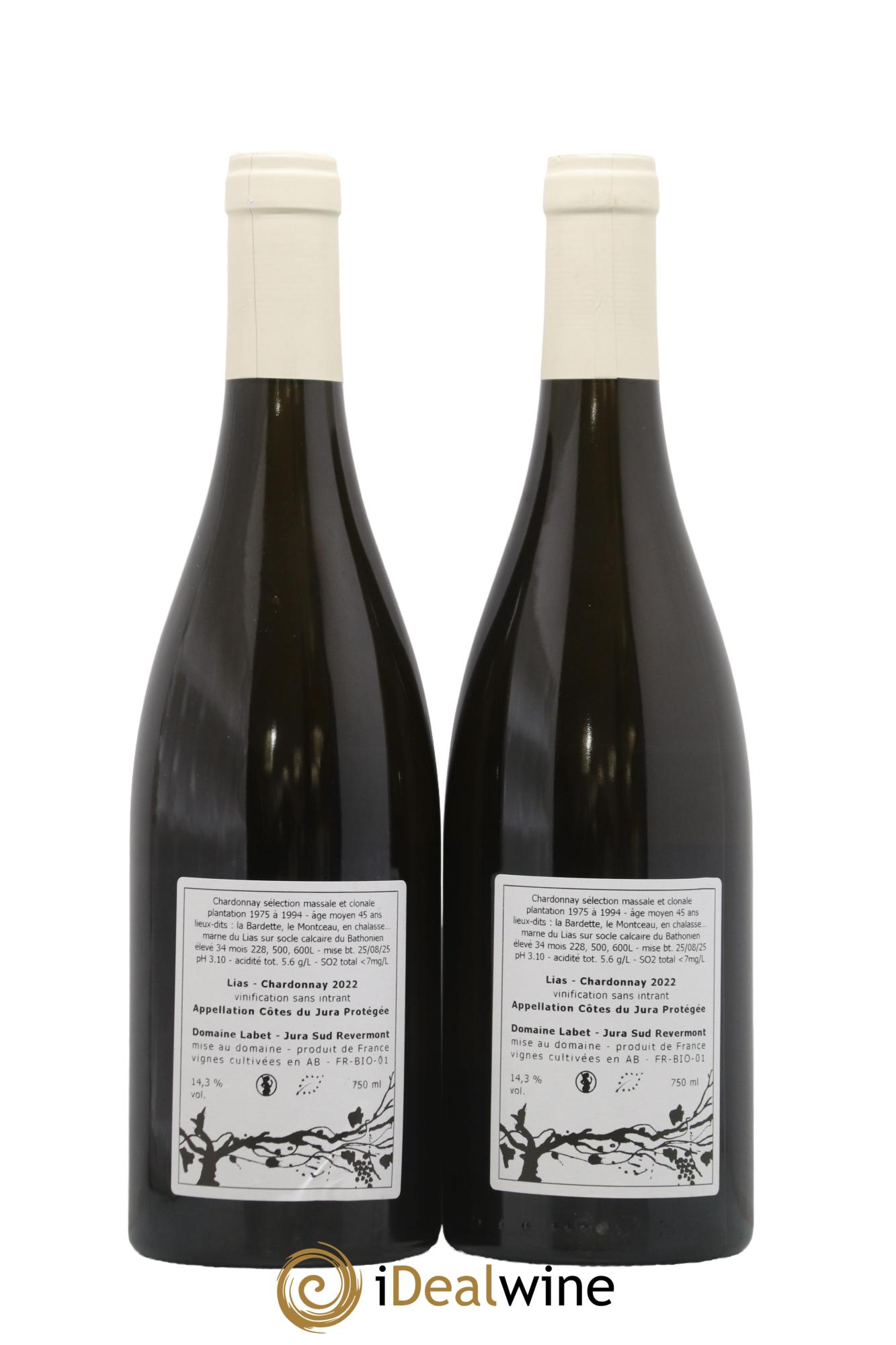 Côtes du Jura Chardonnay Lias Romain - Julien - Charline Labet 2022 - Lot de 2 bouteilles - 1