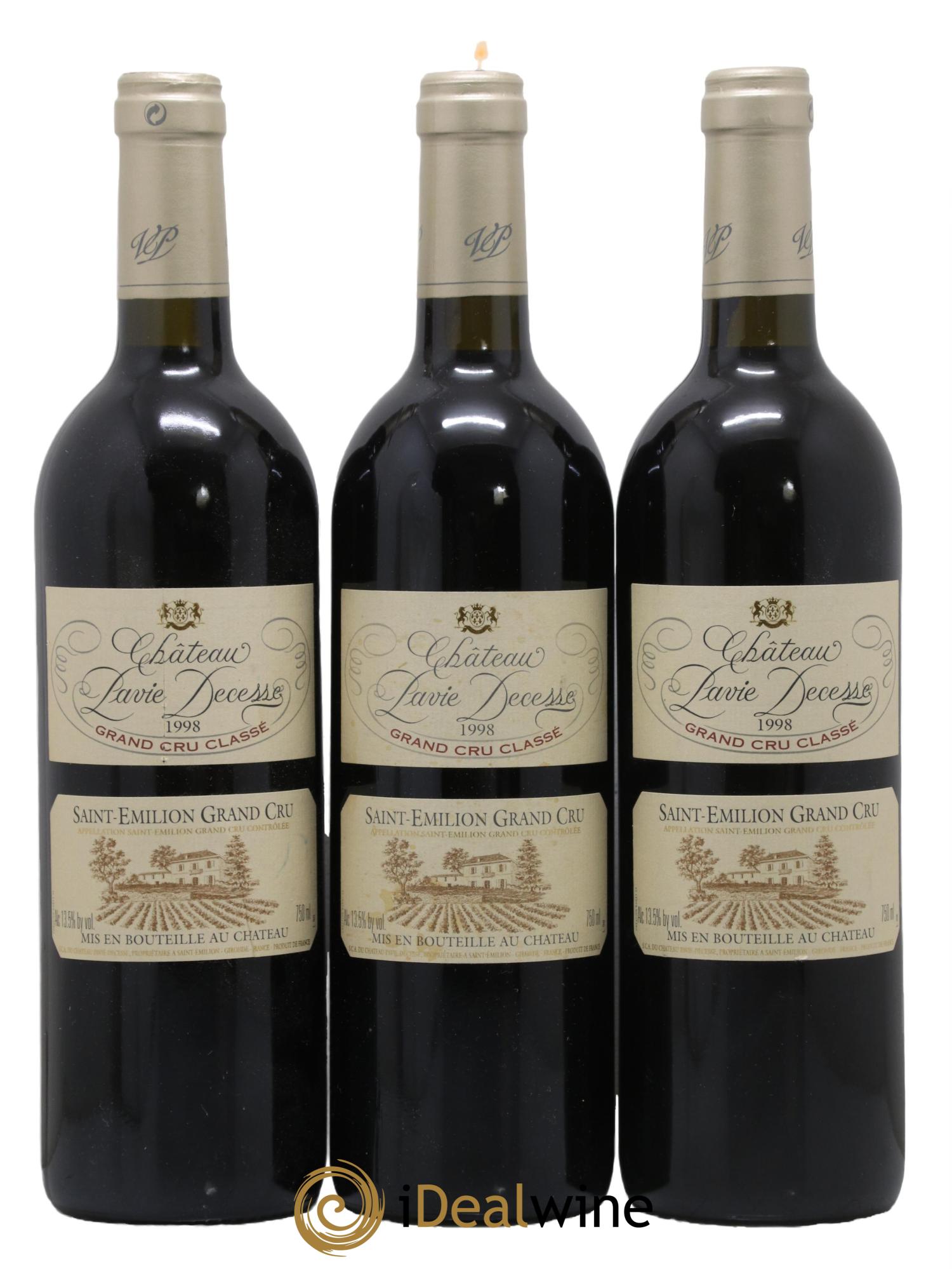 Château Pavie Decesse Grand Cru Classé 1998 - Lot de 3 bouteilles - 0