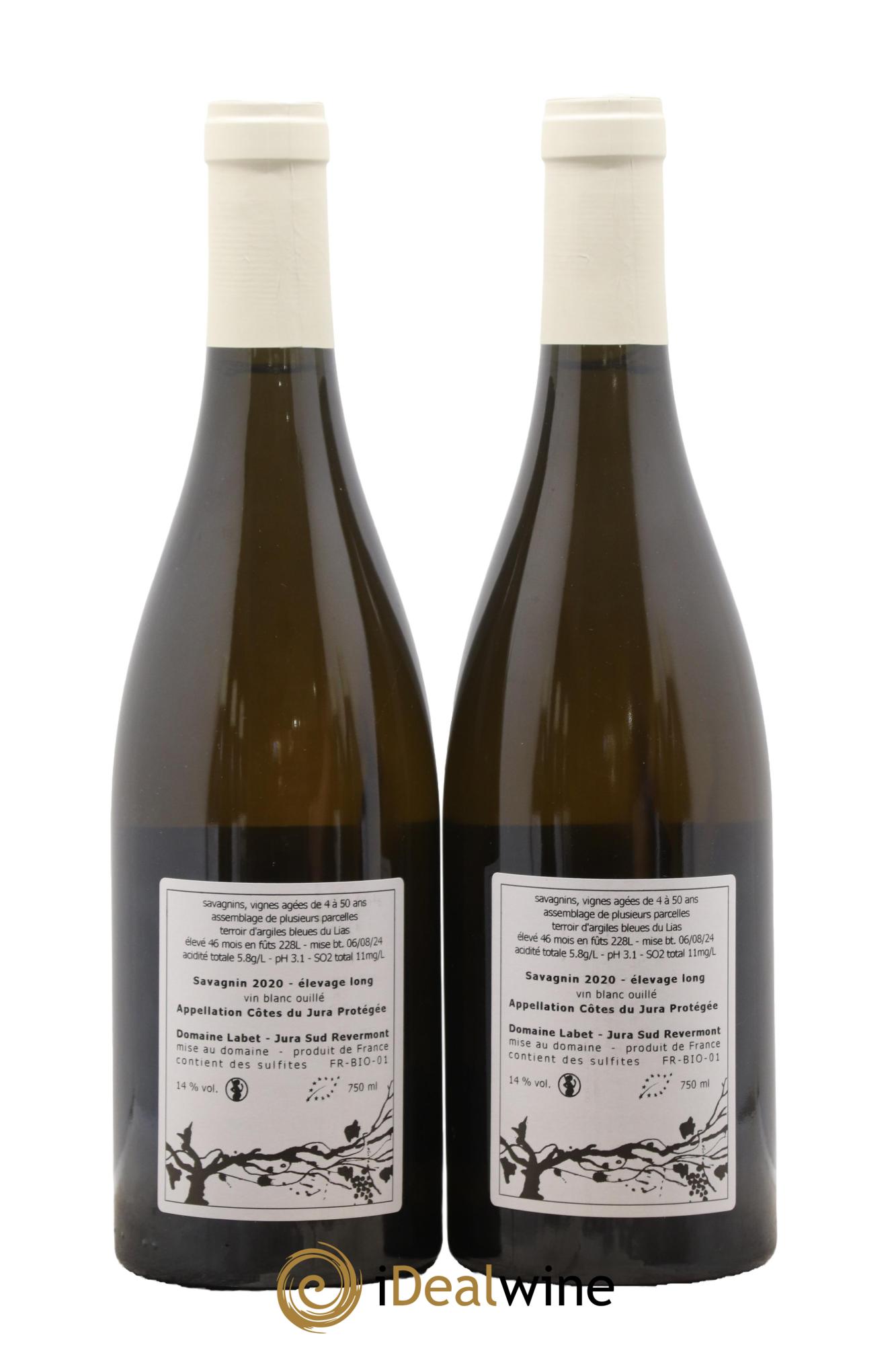 Côtes du Jura Savagnin Ouillé Elevage Long Labet (Domaine) 2020 - Lot of 2 bottles - 1