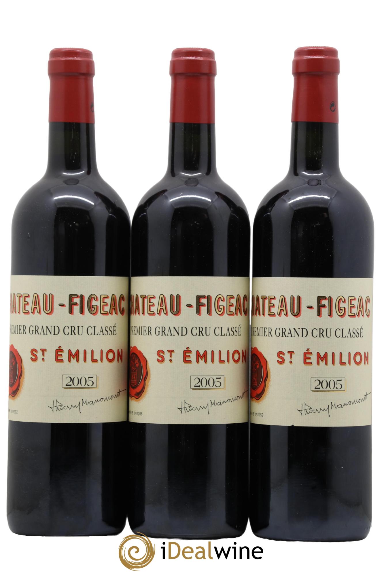 Château Figeac 1er Grand Cru Classé A 2005 - Lot de 3 bouteilles - 0