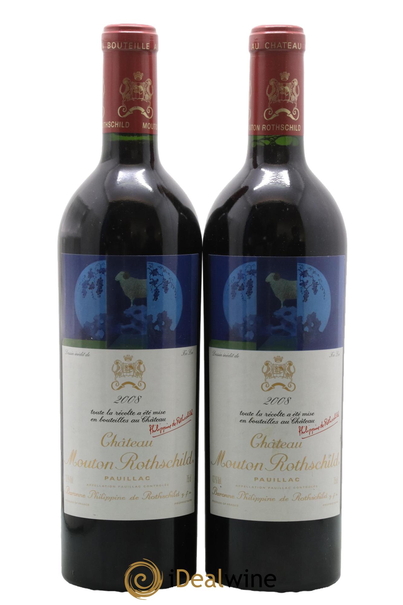 Château Mouton Rothschild 1er Grand Cru Classé 2008 - Lot de 2 bouteilles - 0