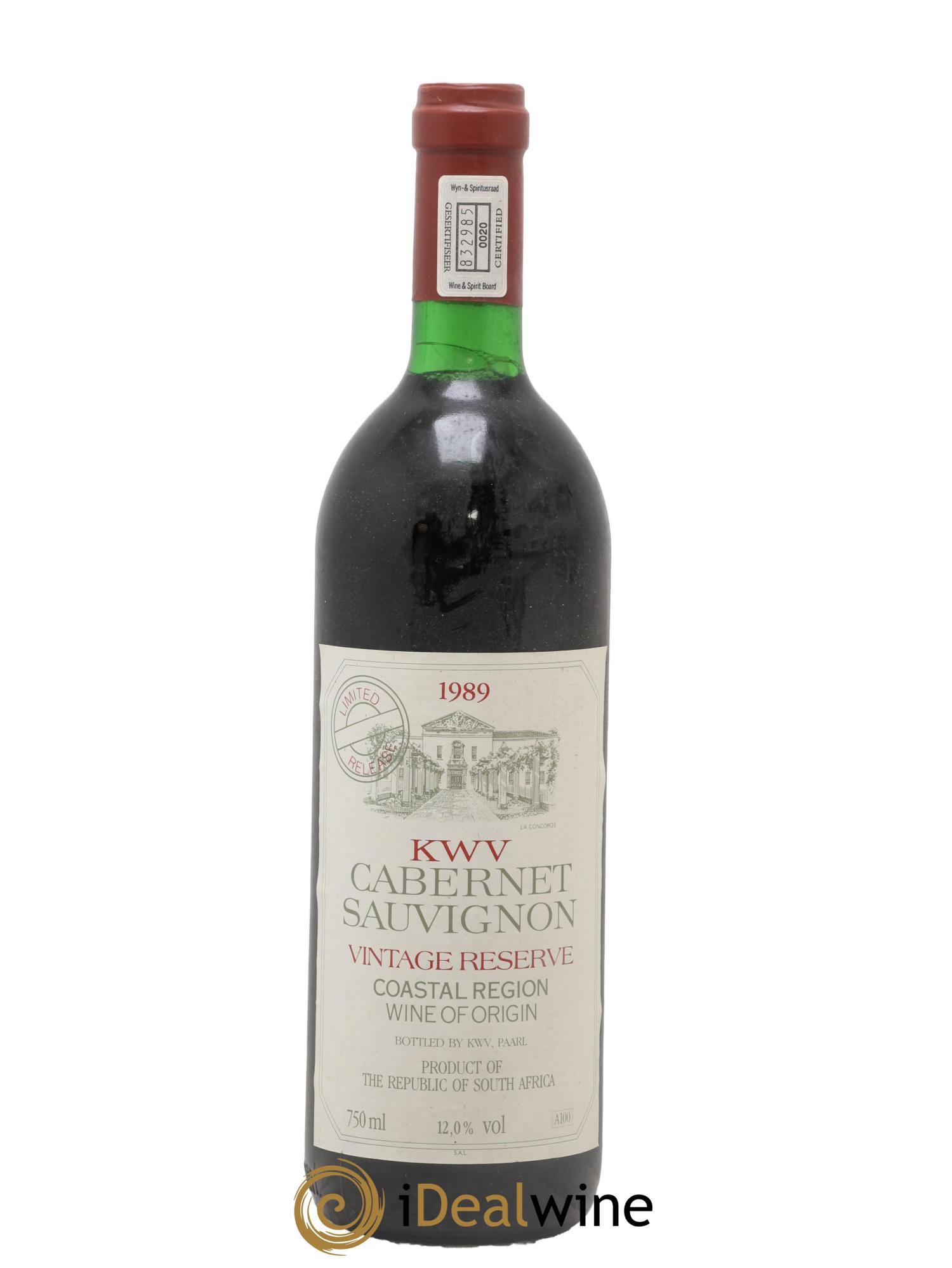 Afrique du Sud Coastal Region Cabernet Sauvignon KWV 1989 - Lot of 1 bottle - 0
