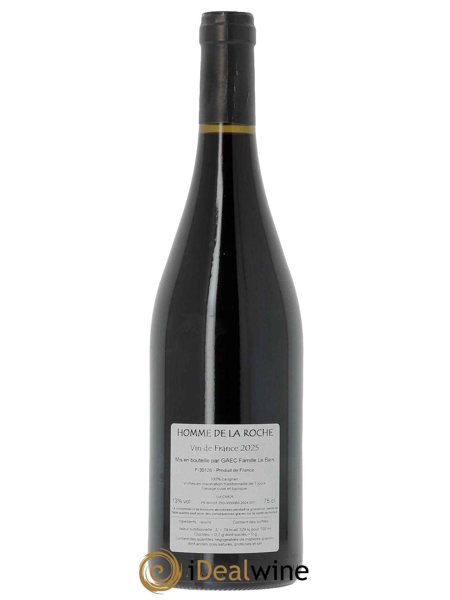Vin de France L'Homme de la Roche Romain Le Bars 2025 - Lot de 1 bouteille - 1