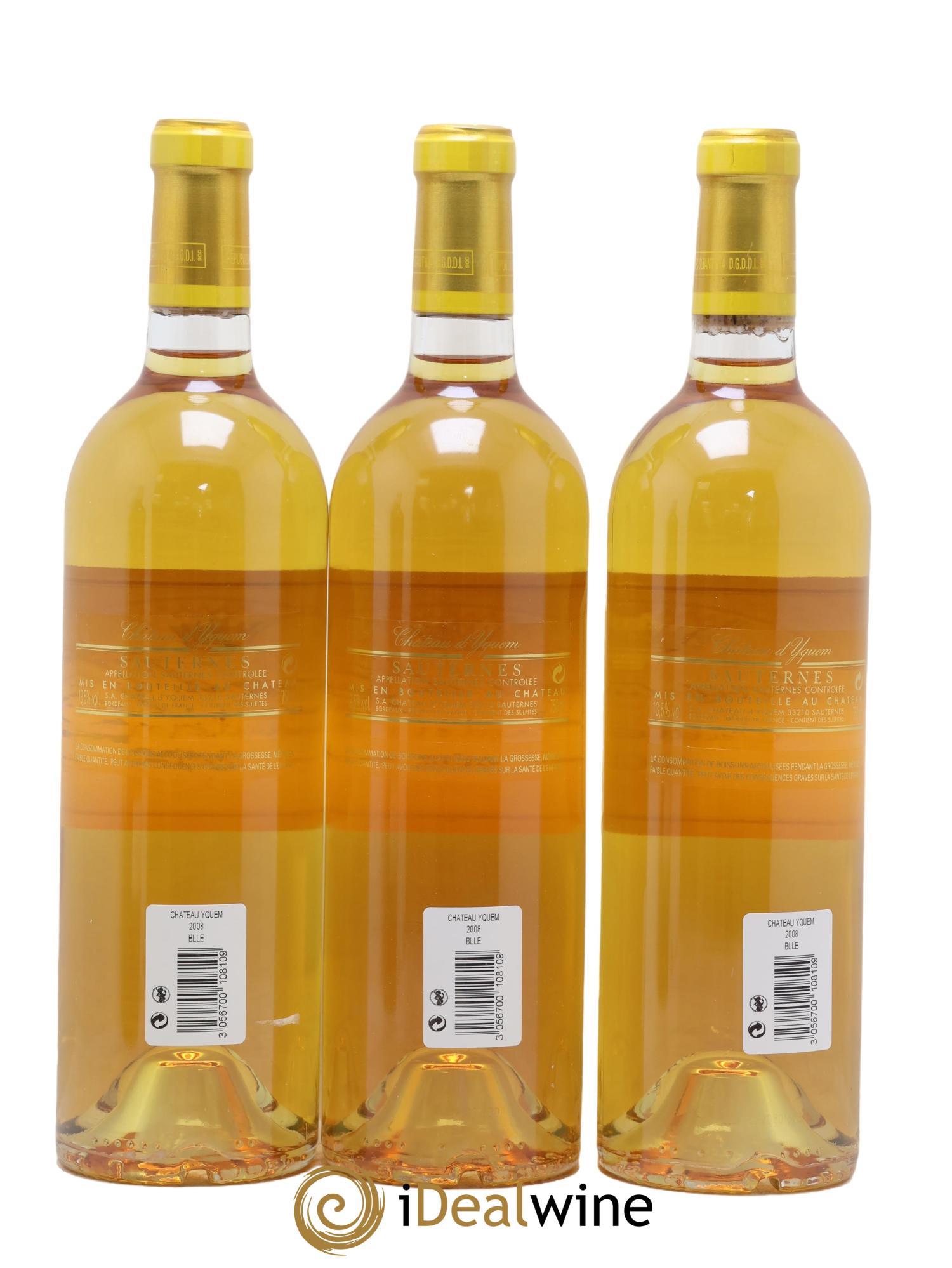 Château d' Yquem 1er Cru Classé Supérieur 2008 - Lot de 3 bouteilles - 1