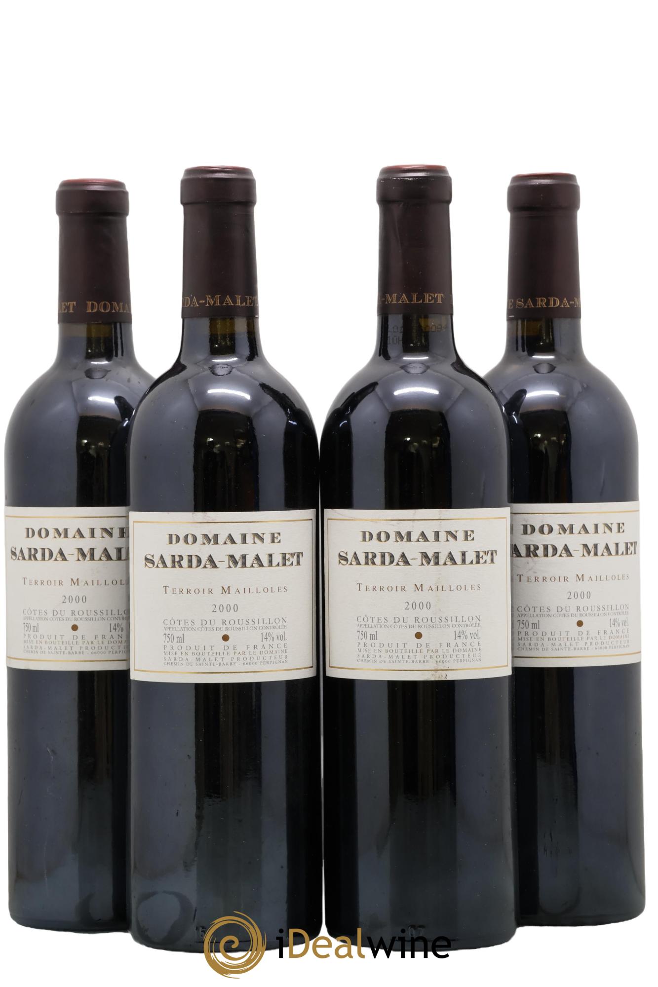 Côtes du Roussillon Domaine Sarda-Malet Terroir de Mailloles Jérôme Malet 2000 - Posten von 4 Flaschen - 0