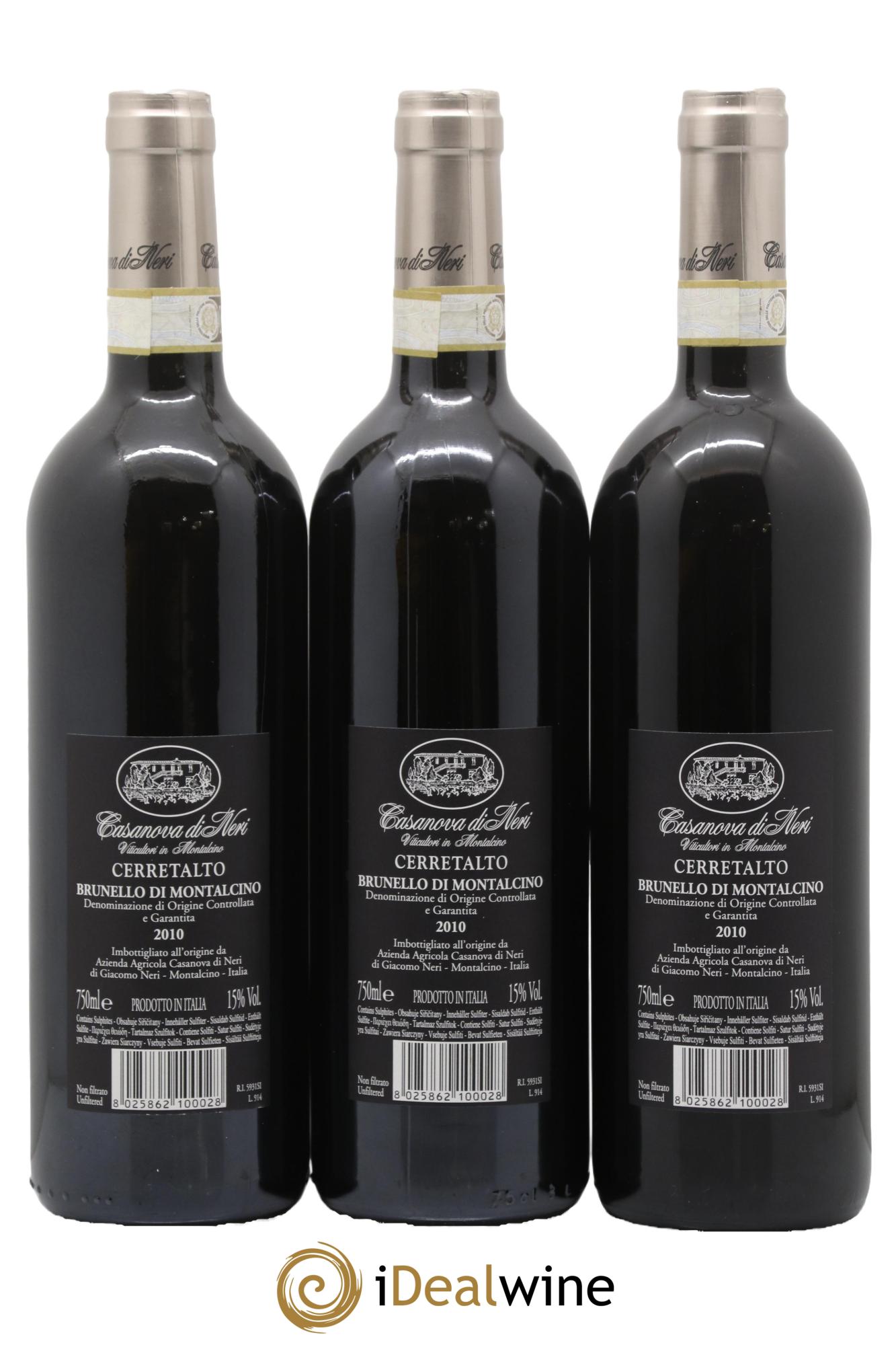 Brunello di Montalcino DOCG Cerretalto Casanova di Neri - Giacomo Neri 2010 - Lotto di 3 bottiglie - 1