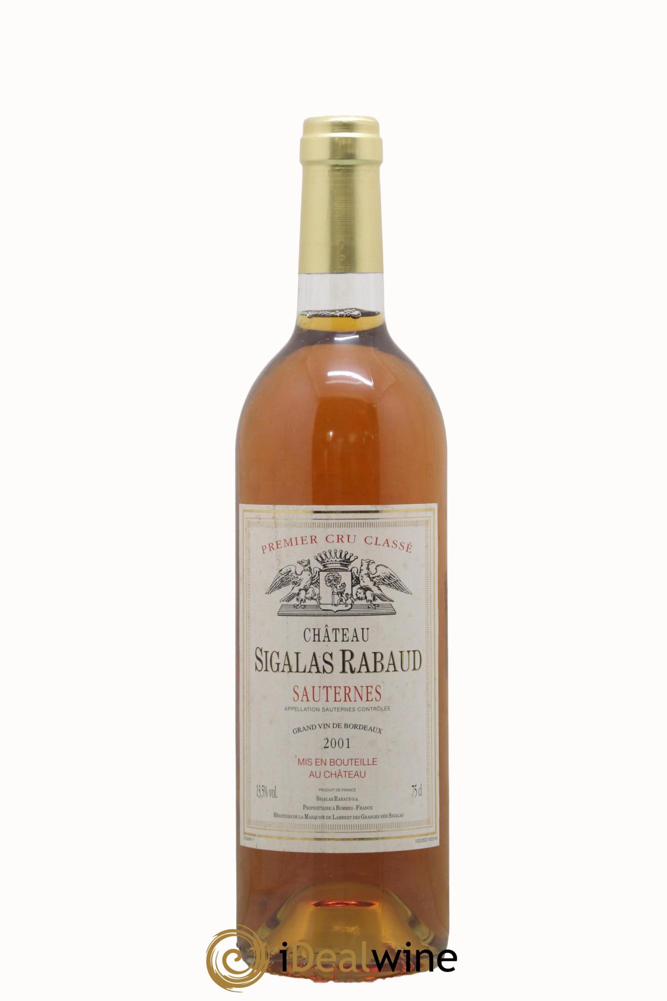 Château Sigalas Rabaud 1er Grand Cru Classé 2001 - Posten von 1 Flasche - 0