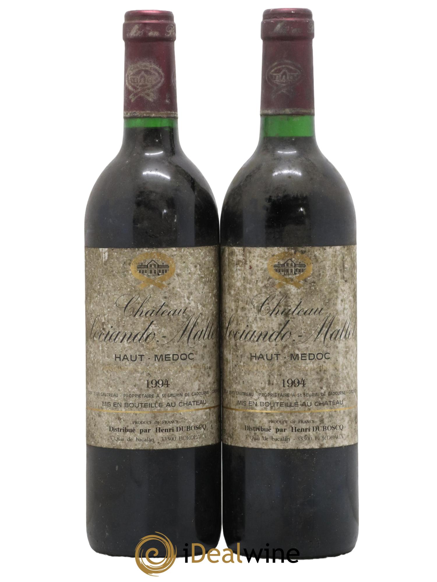Château Sociando Mallet 1994 - Lotto di 2 bottiglie - 0