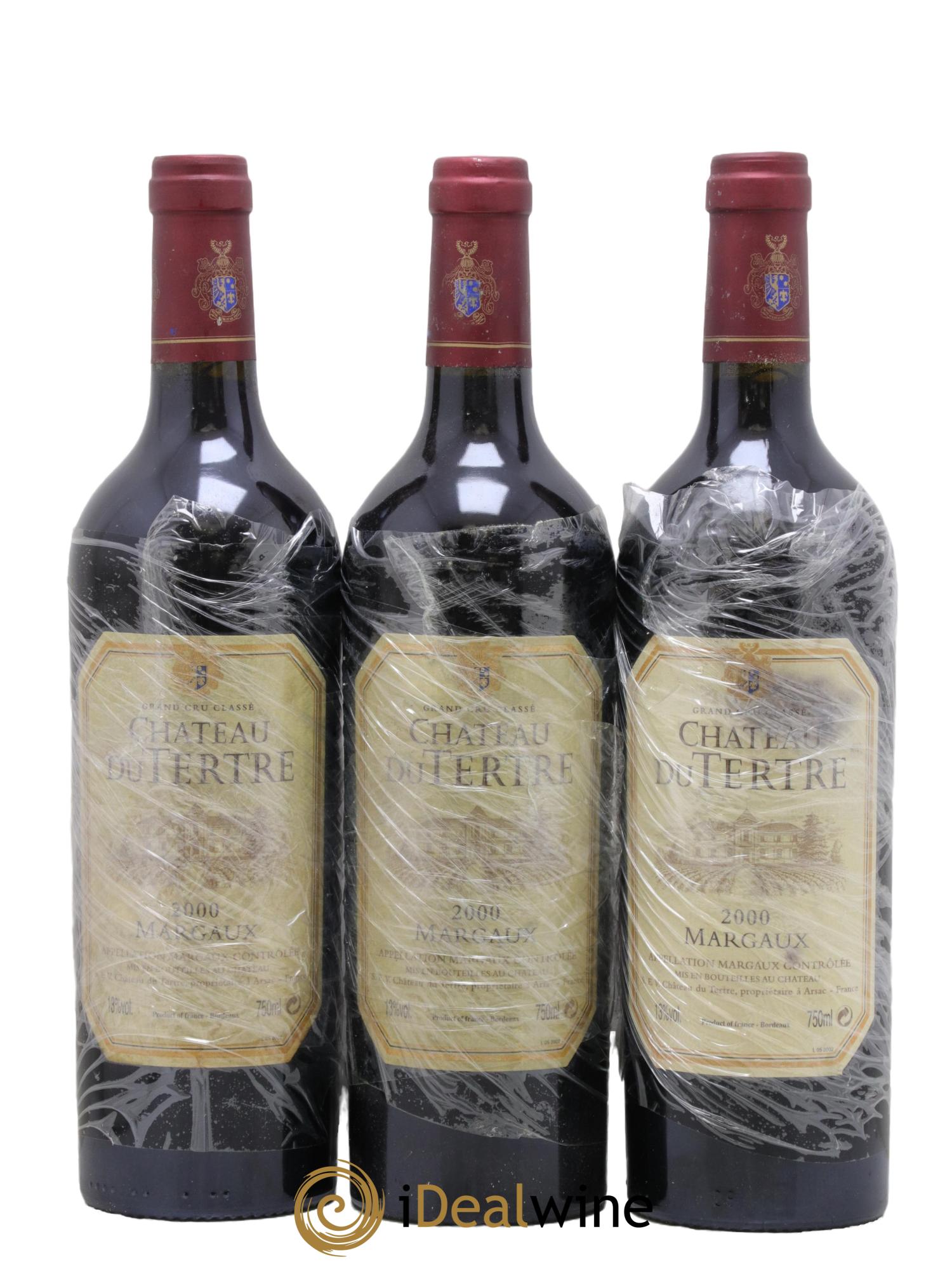 Château du Tertre 5ème Grand Cru Classé 2000 - Lot de 3 bouteilles - 0