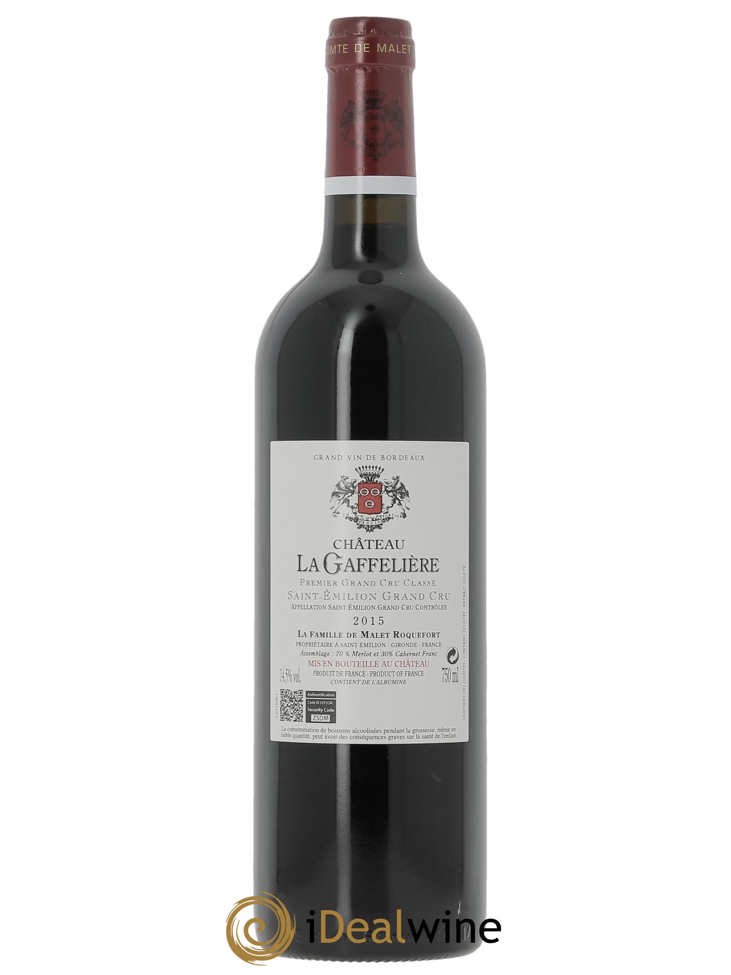 Château la Gaffelière 1er Grand Cru Classé B (OWC if 1 bt) 2015 - Lot of 1 bottle - 2