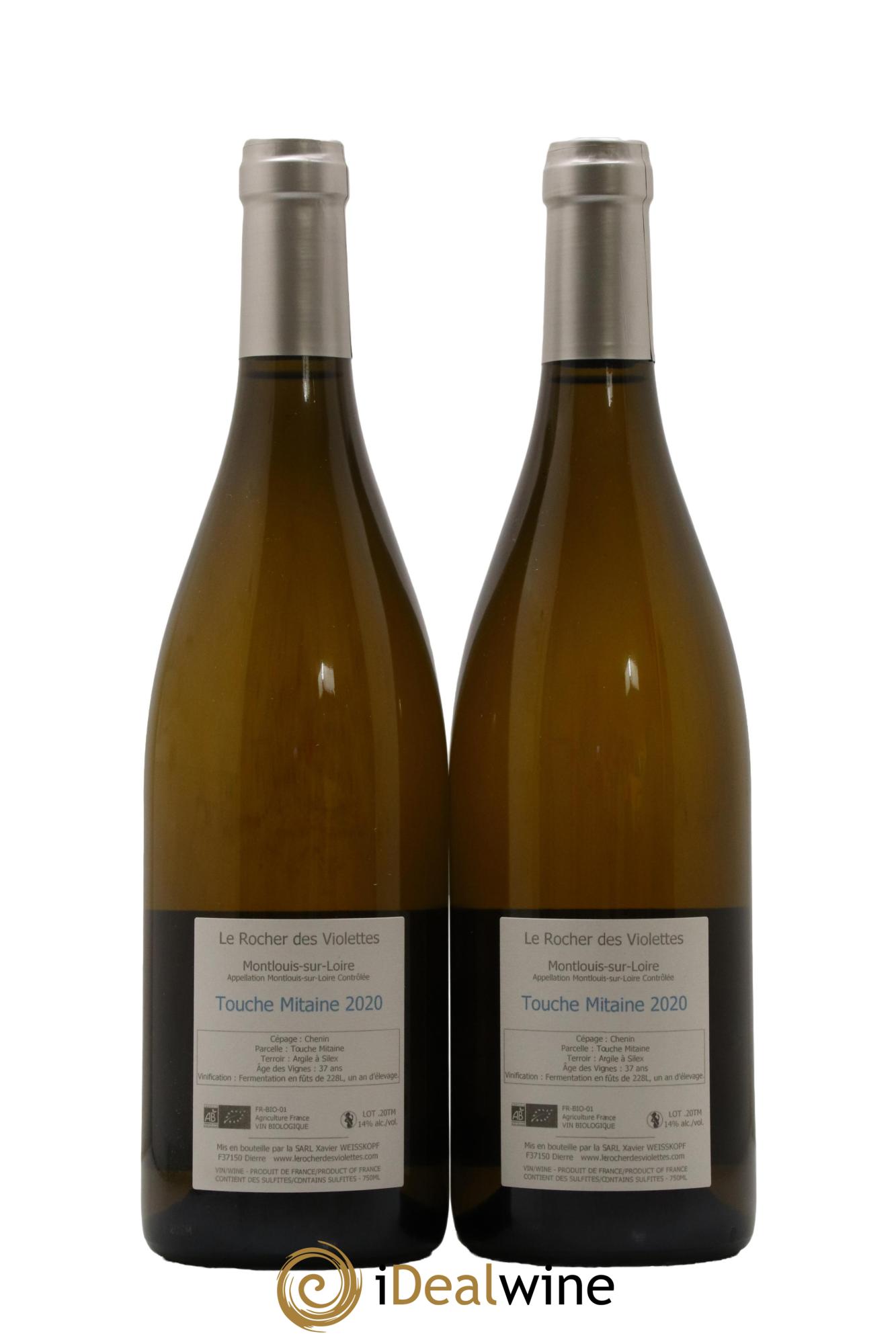 Montlouis-sur-Loire Touche Mitaine Le Rocher des Violettes 2020 - Lot of 2 bottles - 1