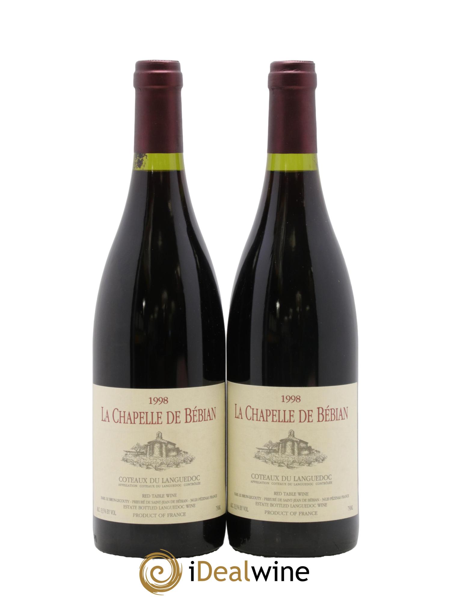 Languedoc La Chapelle De Bébian 1998 - Lot of 2 bottles - 0