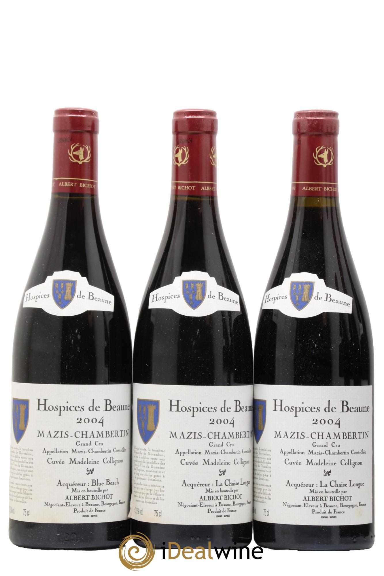 Mazis-Chambertin Grand Cru Hospices De Beaune Cuvée Madeleine Collignon Bichot 2004 - Lot de 6 bouteilles - 1