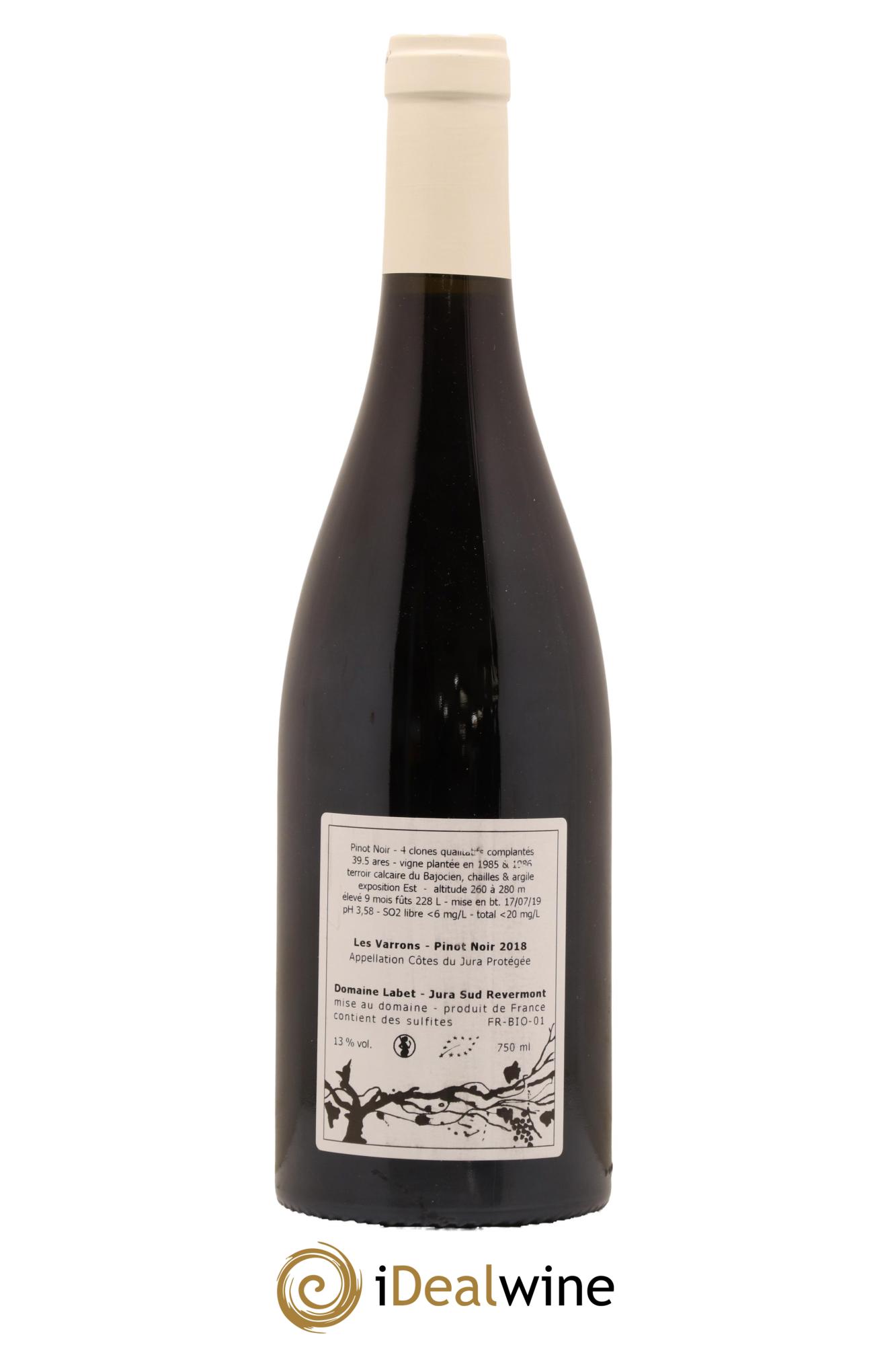 Côtes du Jura Pinot Noir Les Varrons Sélection Massale Romain - Julien - Charline Labet 2018 - Lot de 1 bouteille - 1