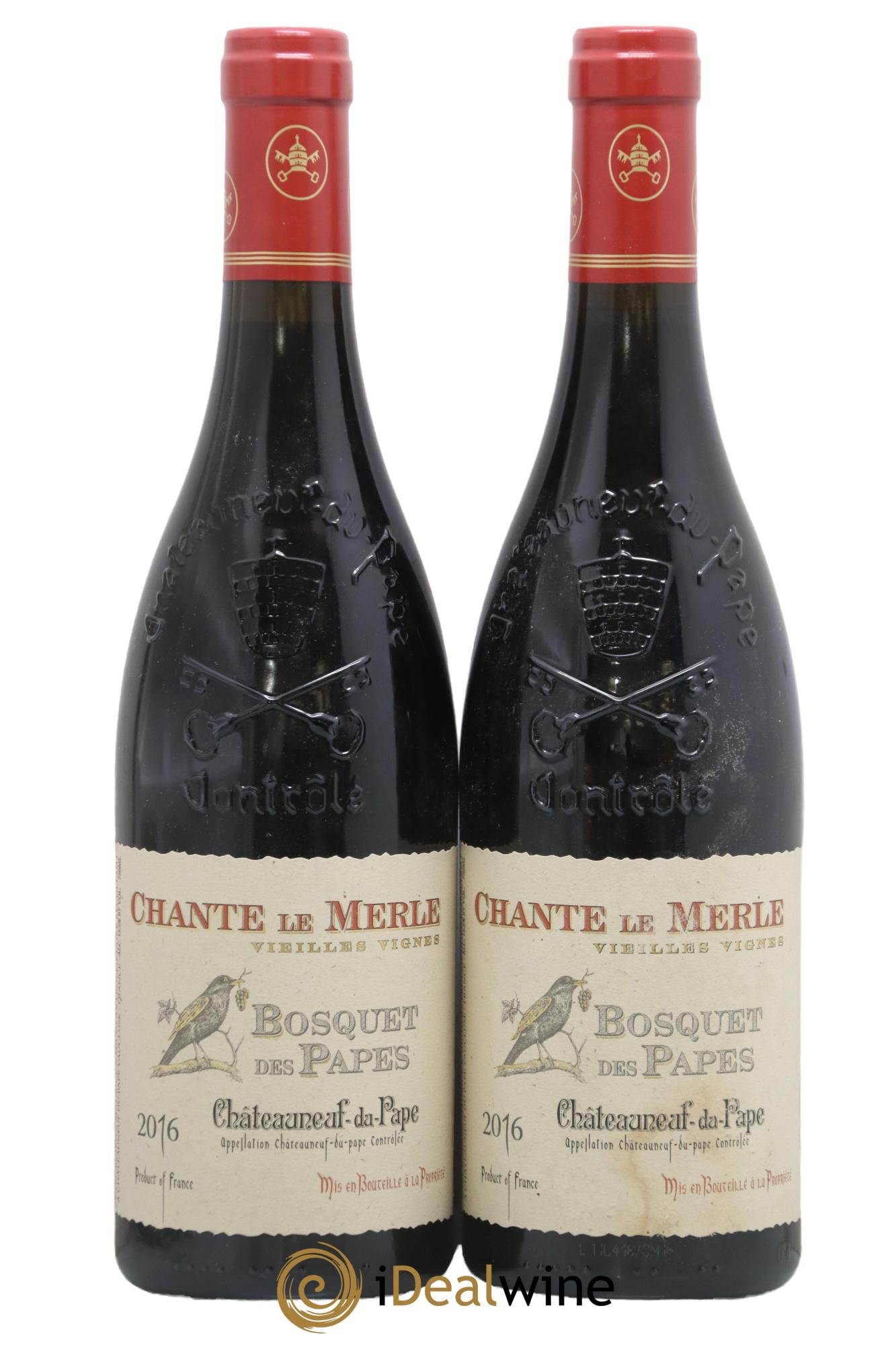 Châteauneuf-du-Pape Bosquet des Papes Chante Le Merle Vieilles Vignes Famille Boiron 2016 - Lotto di 2 bottiglie - 0