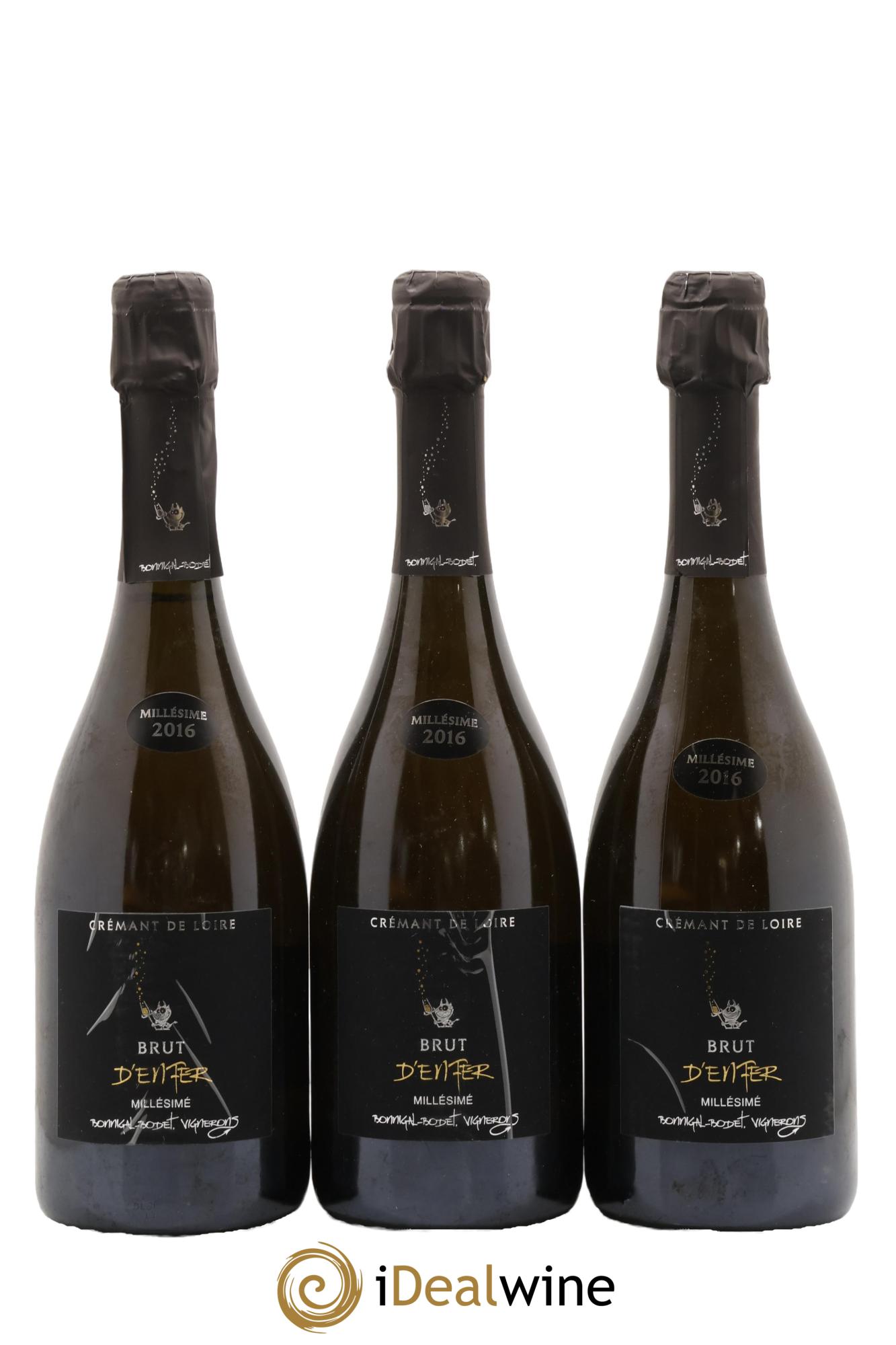 Crémant de Loire Brut d'Enfer Bonnigal-Bodet 2016 - Lot of 3 bottles - 0