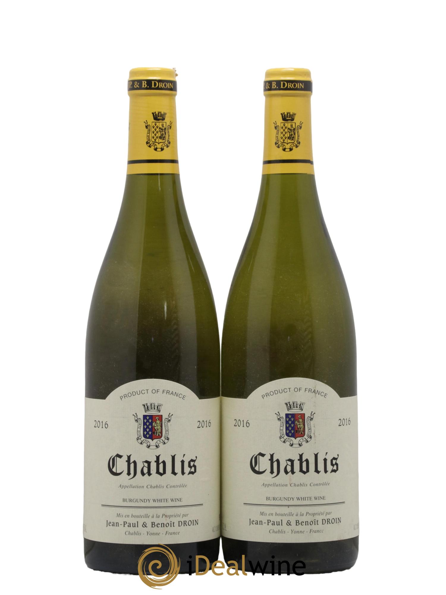 Chablis Jean-Paul & Benoît Droin (Domaine) 2016 - Lotto di 2 bottiglie - 0