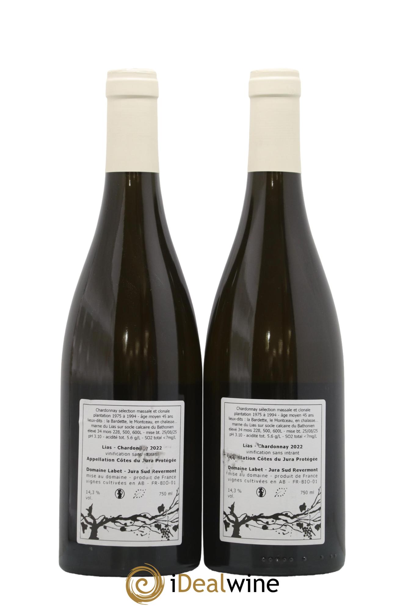Côtes du Jura Chardonnay Lias Romain - Julien - Charline Labet 2022 - Lotto di 2 bottiglie - 1