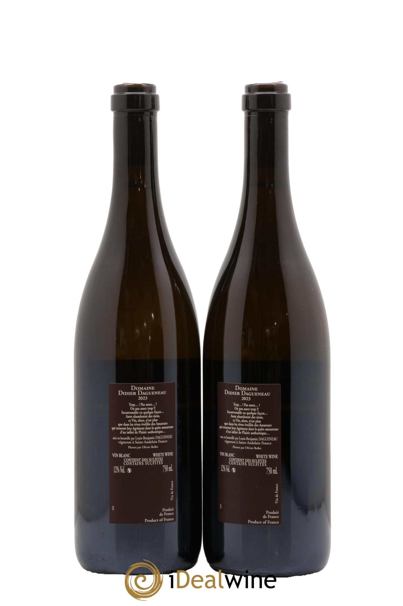 Vin de France (anciennement Pouilly-Fumé) Pur Sang Dagueneau (Domaine Didier - Louis-Benjamin) 2023 - Lot of 2 bottles - 1