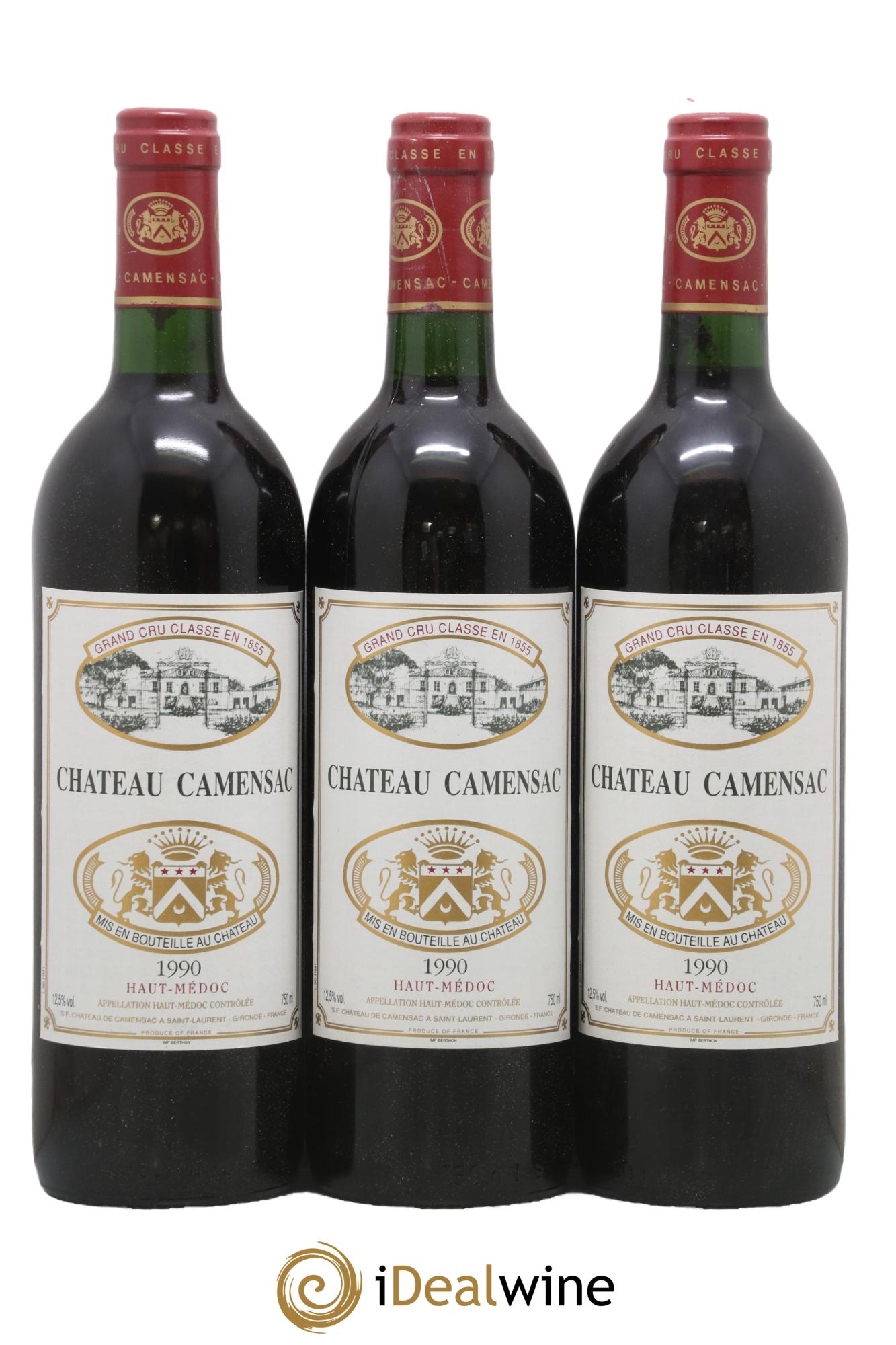 Château Camensac 5ème Grand Cru Classé 1990 - Lot of 3 bottles - 0