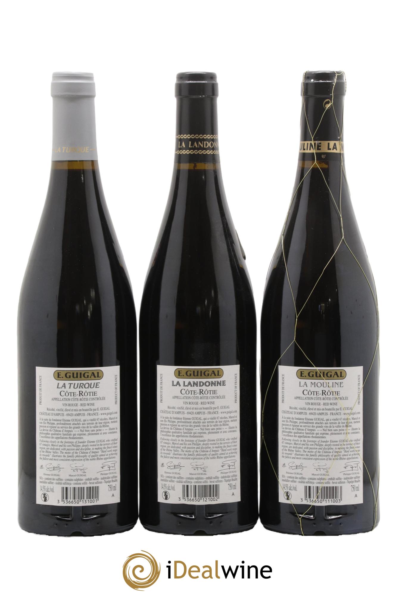 Côte-Rôtie Guigal Trilogie La Turque - La Landonne - La Mouline 2018 - Lot of 3 bottles - 1