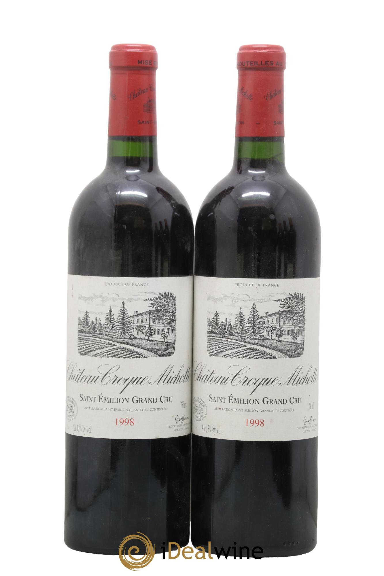 Château Croque Michotte 1998 - Lotto di 2 bottiglie - 0
