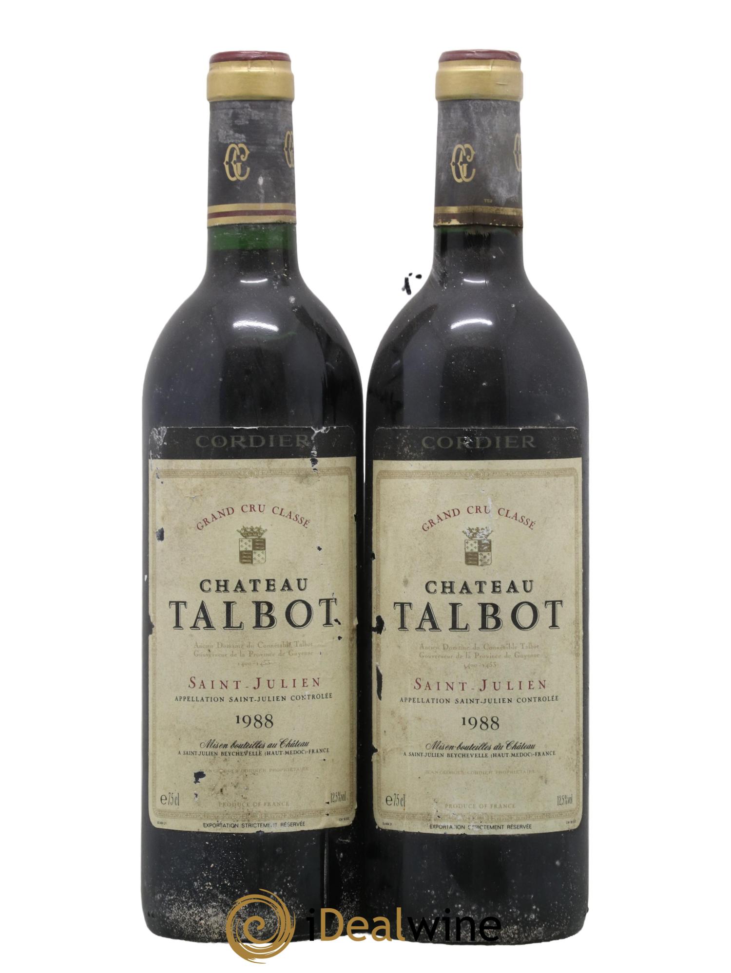 Château Talbot 4ème Grand Cru Classé 1988 - Lot de 2 bouteilles - 0