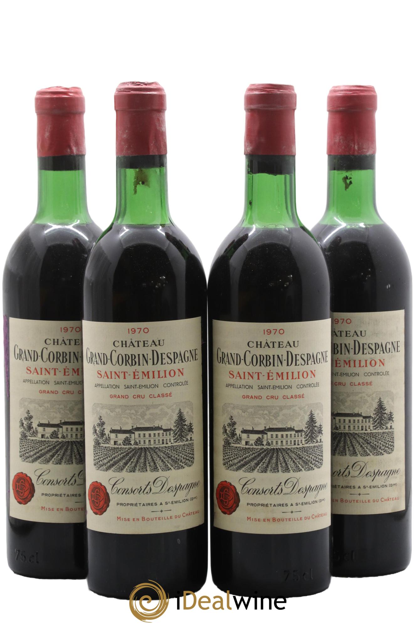 Château Grand Corbin Despagne Grand Cru Classé 1970 - Lotto di 4 bottiglie - 0