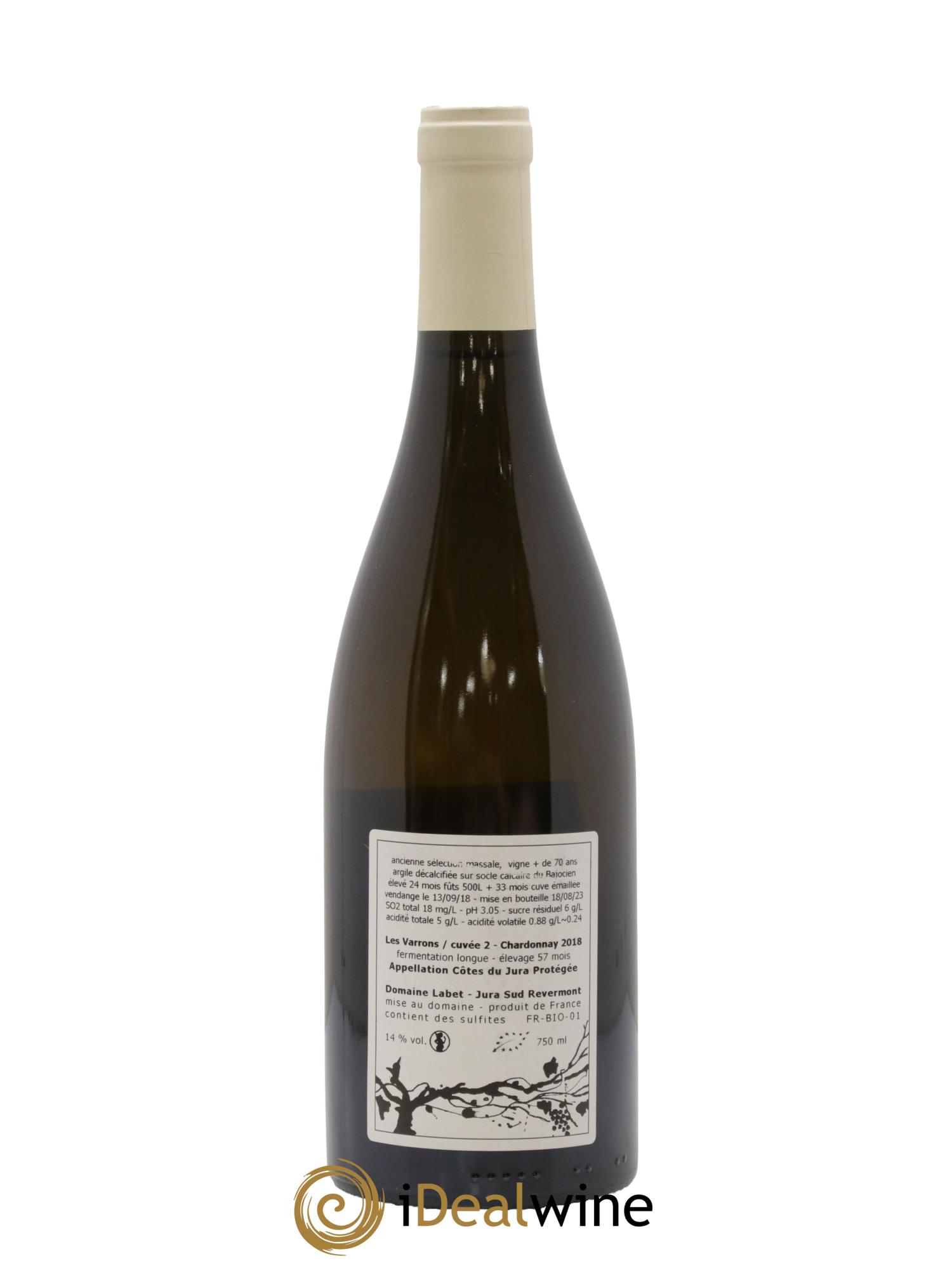 Côtes du Jura Chardonnay Les Varrons - cuvée 2 Romain - Julien - Charline Labet 2018 - Lot de 1 bouteille - 1