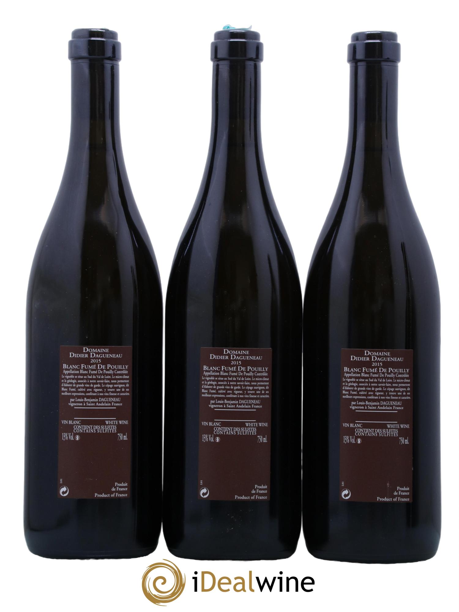 Vin de France (anciennement Pouilly-Fumé) Pur Sang Dagueneau (Domaine Didier - Louis-Benjamin) 2015 - Posten von 3 Flaschen - 1