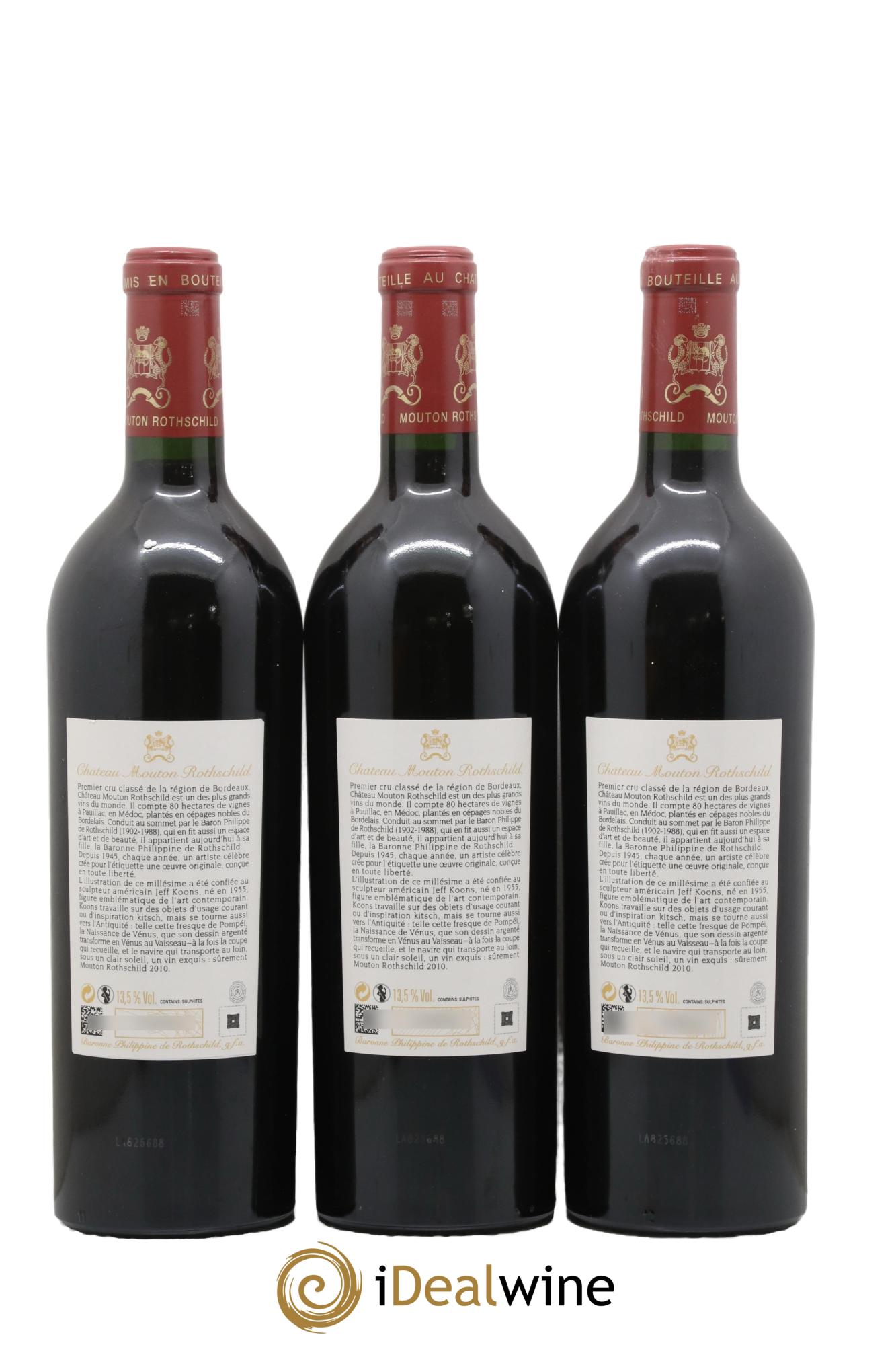 Château Mouton Rothschild 1er Grand Cru Classé 2010 - Lot de 3 bouteilles - 1