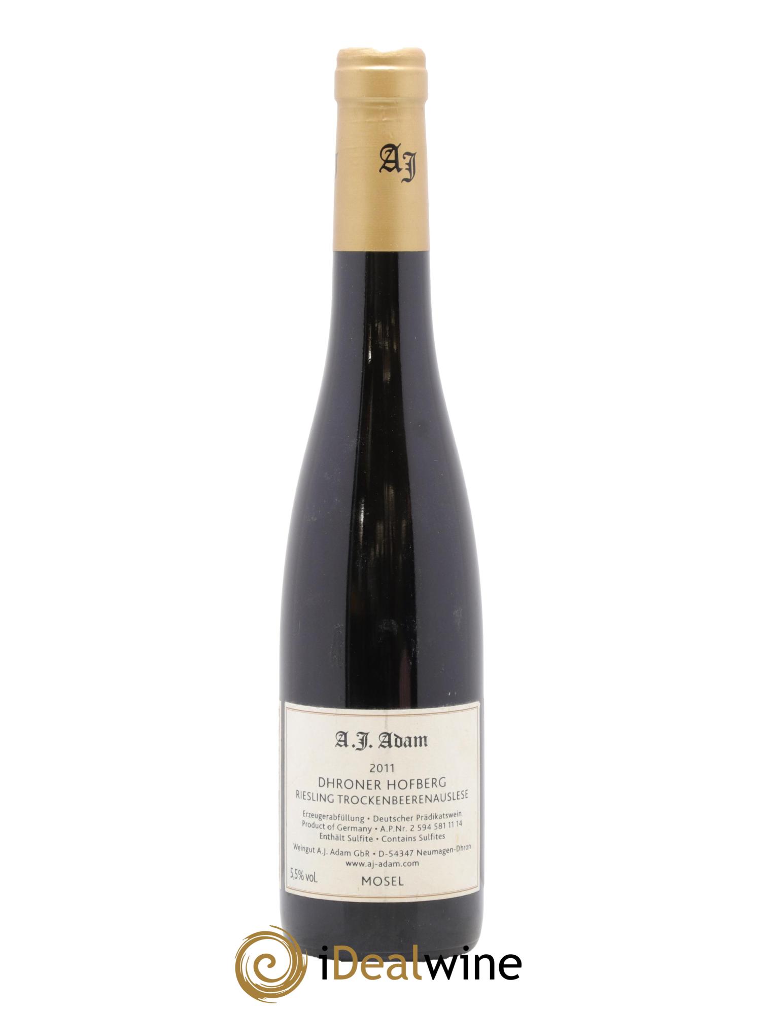 Riesling Dhroner Hofberg Trockenbeerenauslese Weingut A.J.Adam 2011 - Posten von 1 Demi-Flasche - 1