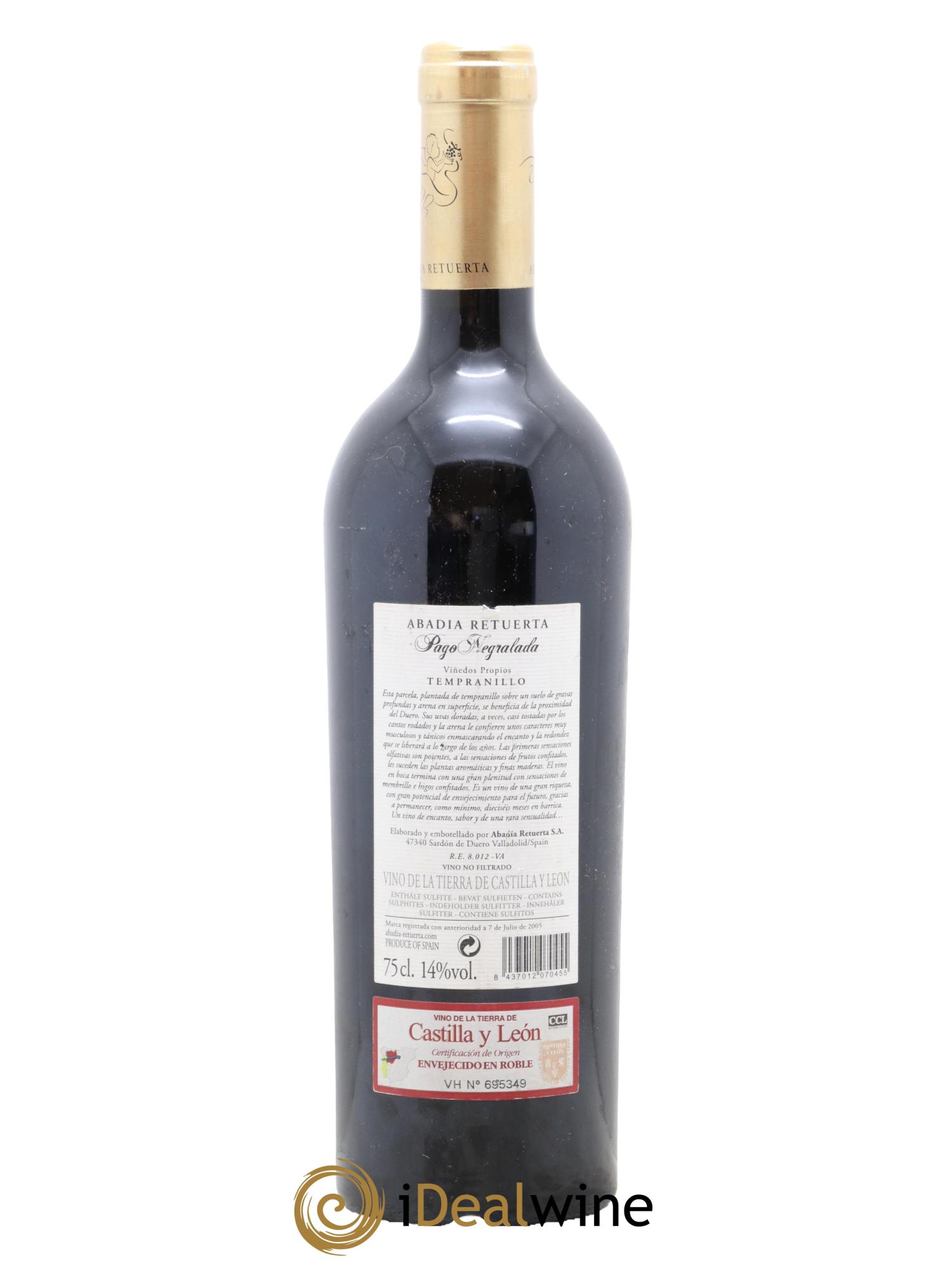 Castilla y Leon Pago Negralada Tempranillo Abadia Retuerta 2010 - Lot de 1 bouteille - 1