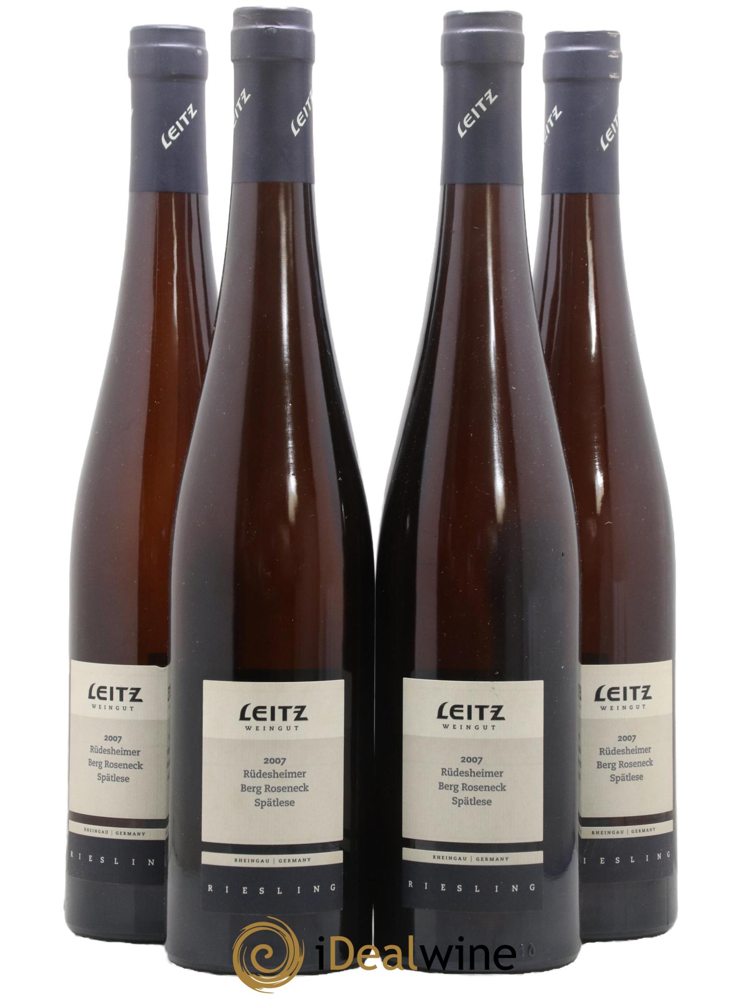 Allemagne Rheingau Rudesheimer Berg Roseneck Leitz Weingut Riesling Spatlese 2007 - Lot de 4 bouteilles - 0