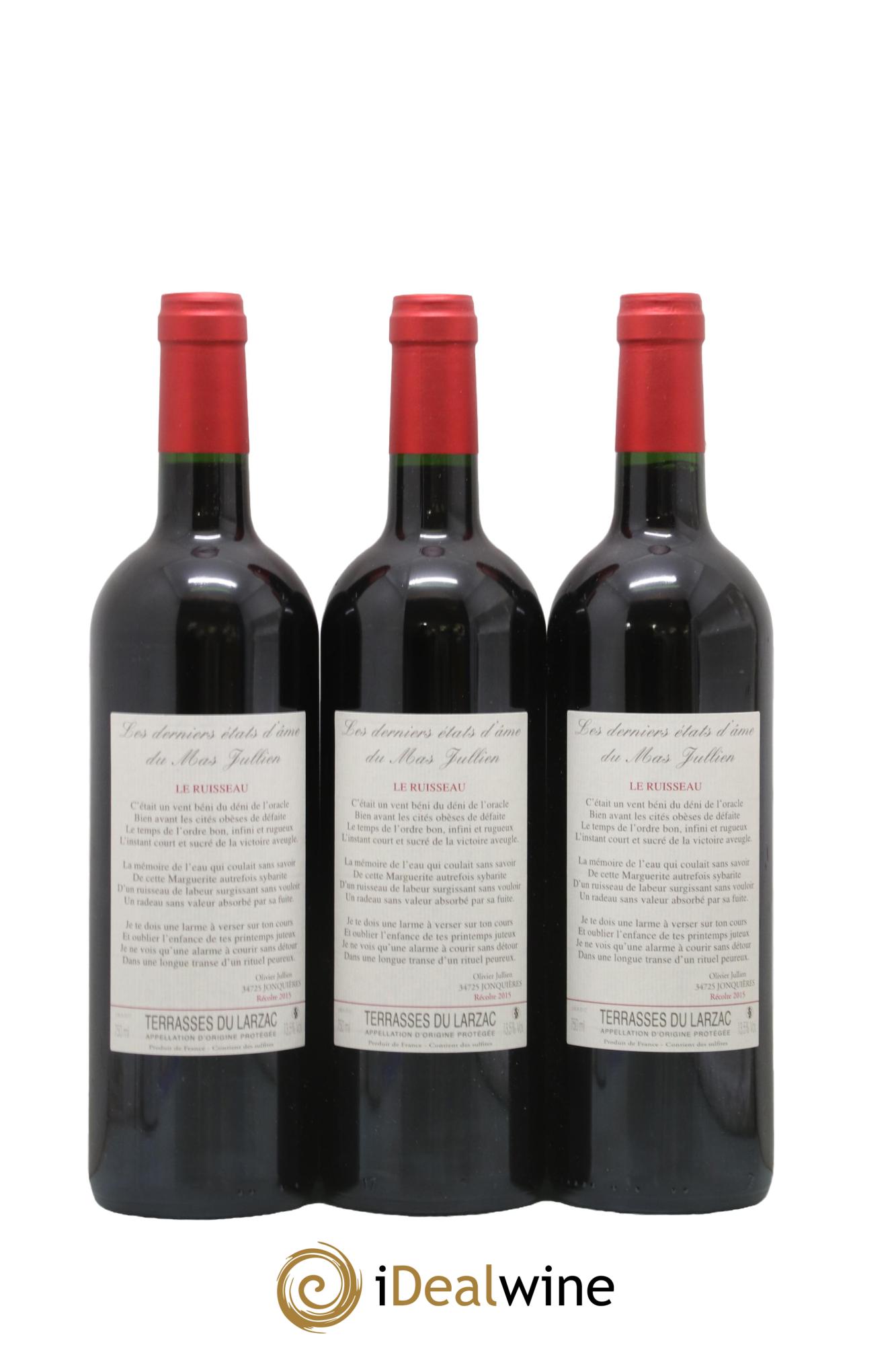 Terrasses du Larzac Mas Jullien  Les derniers états d'âme Olivier Jullien Le Ruisseau 2015 - Posten von 3 Flaschen - 0