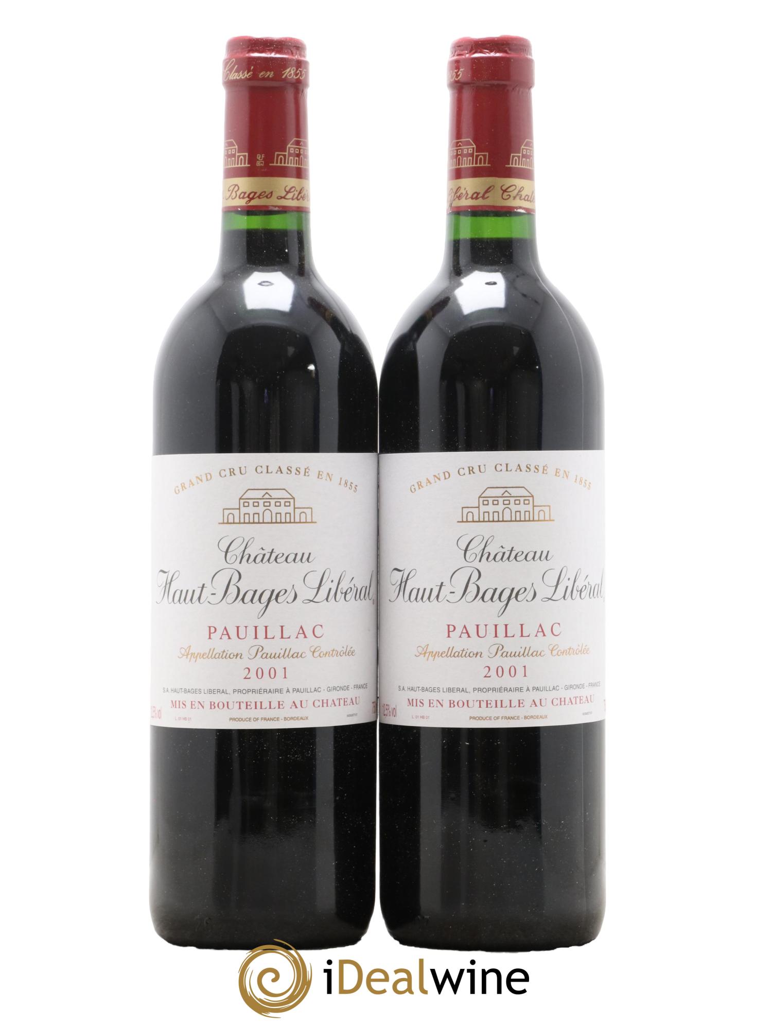 Château Haut Bages Libéral 5ème Grand Cru Classé 2001 - Lot de 2 bouteilles - 0
