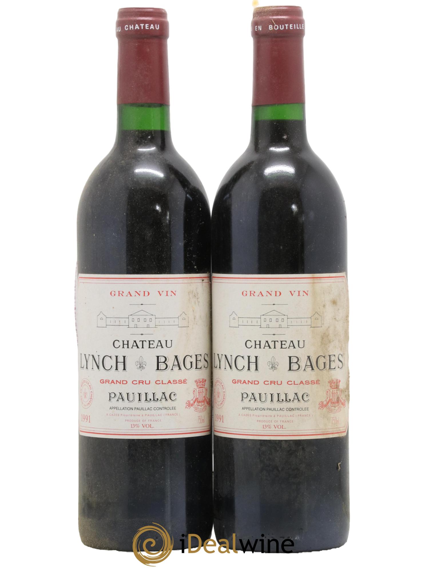 Château Lynch Bages 5ème Grand Cru Classé 1991 - Lot de 2 bouteilles - 0