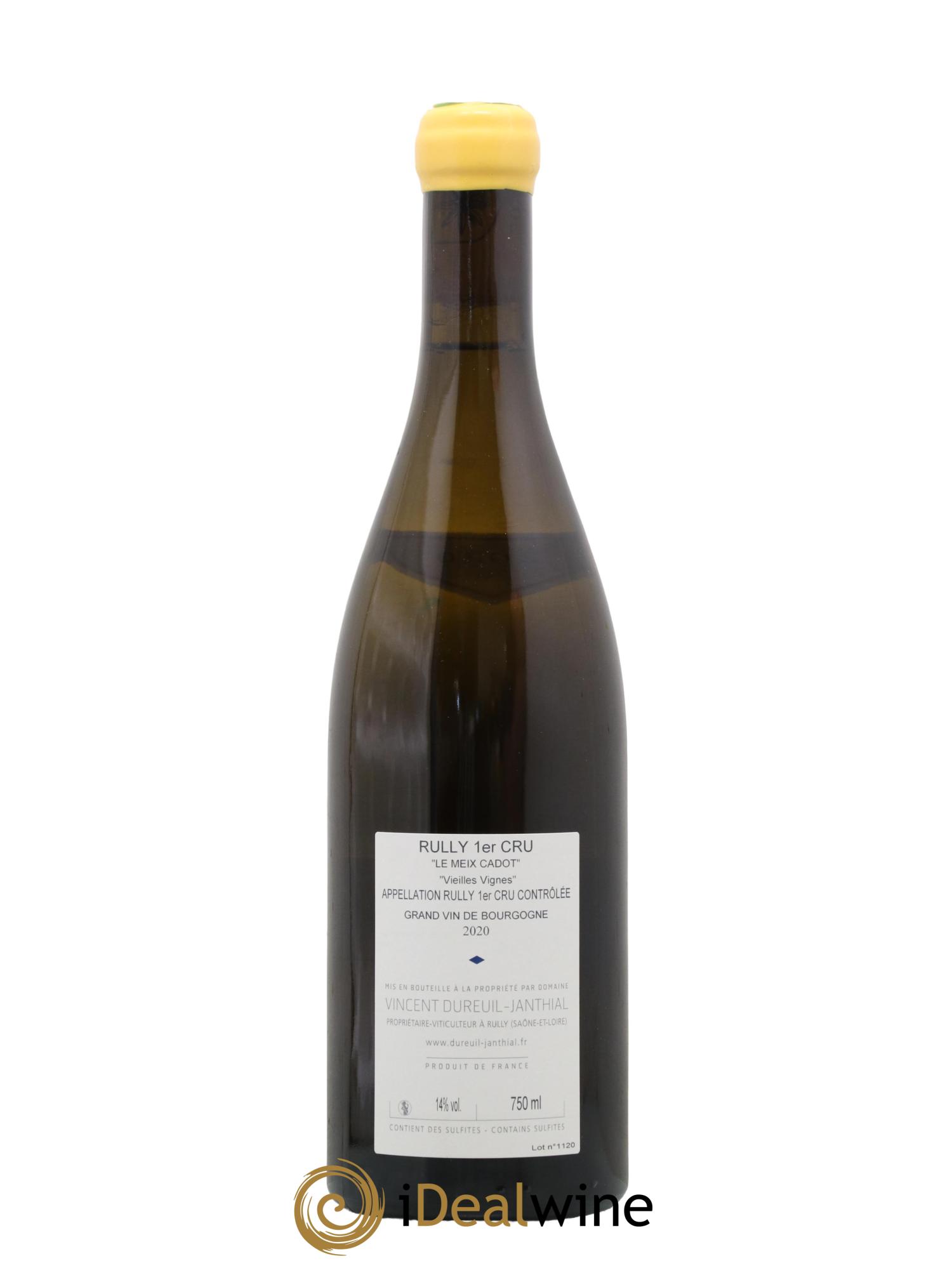 Rully 1er Cru Le Meix Cadot Vieilles Vignes Vincent Dureuil-Janthial 2020 - Lot de 1 bouteille - 1