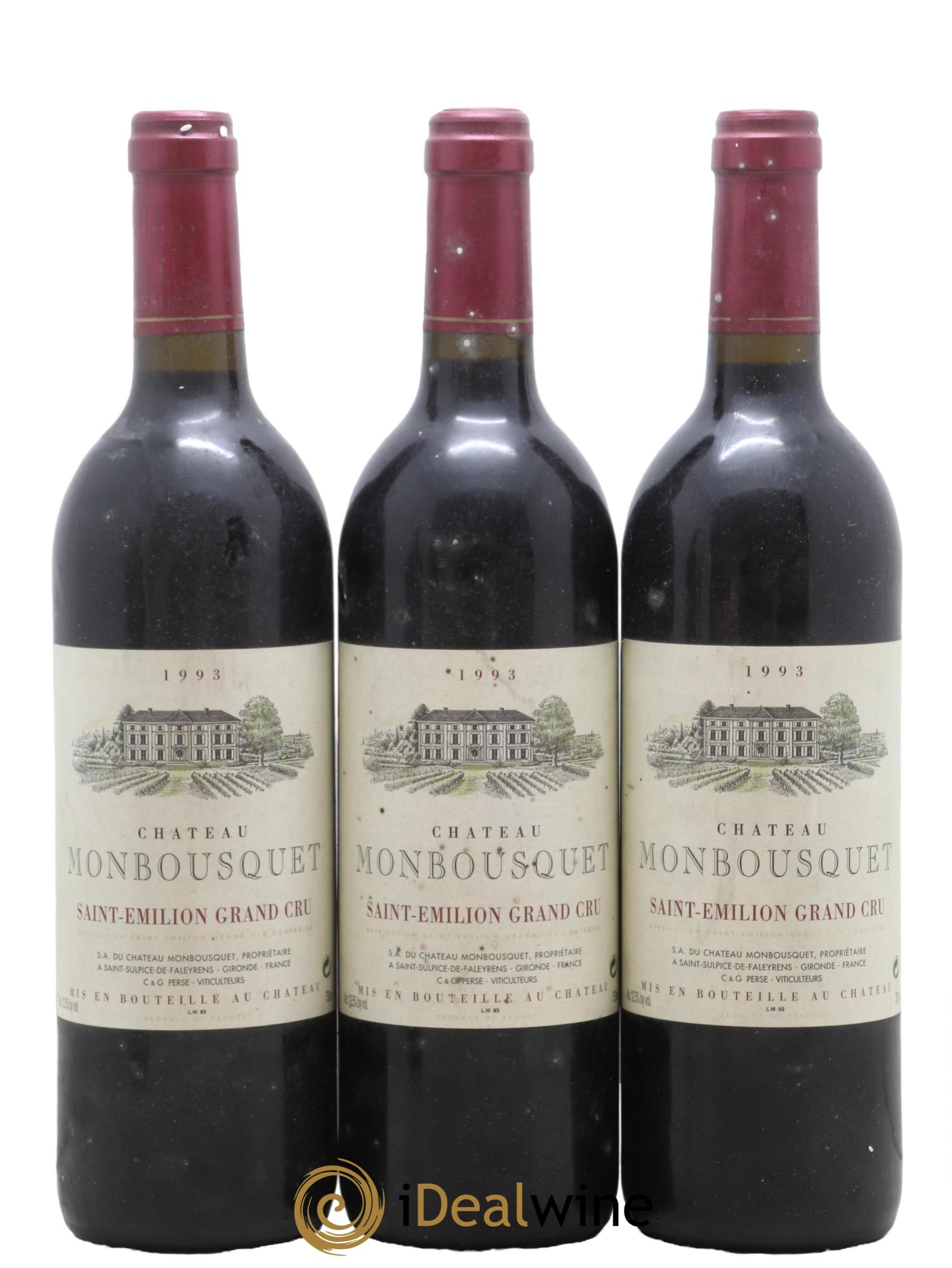 Château Monbousquet Grand Cru Classé 1993 - Lot de 3 bouteilles - 0