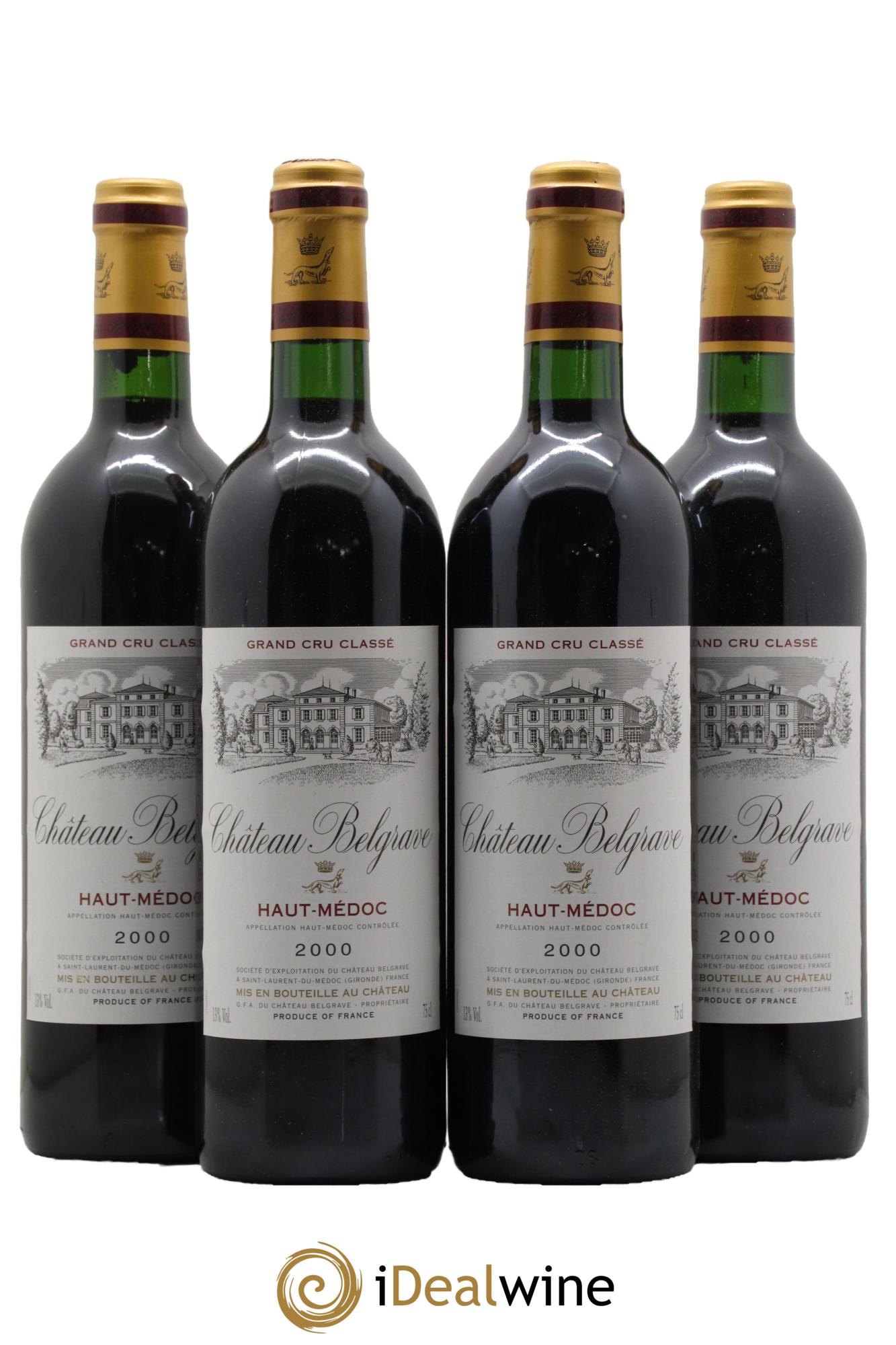 Château Belgrave 5ème Grand Cru Classé 2000 - Lot de 4 bouteilles - 0