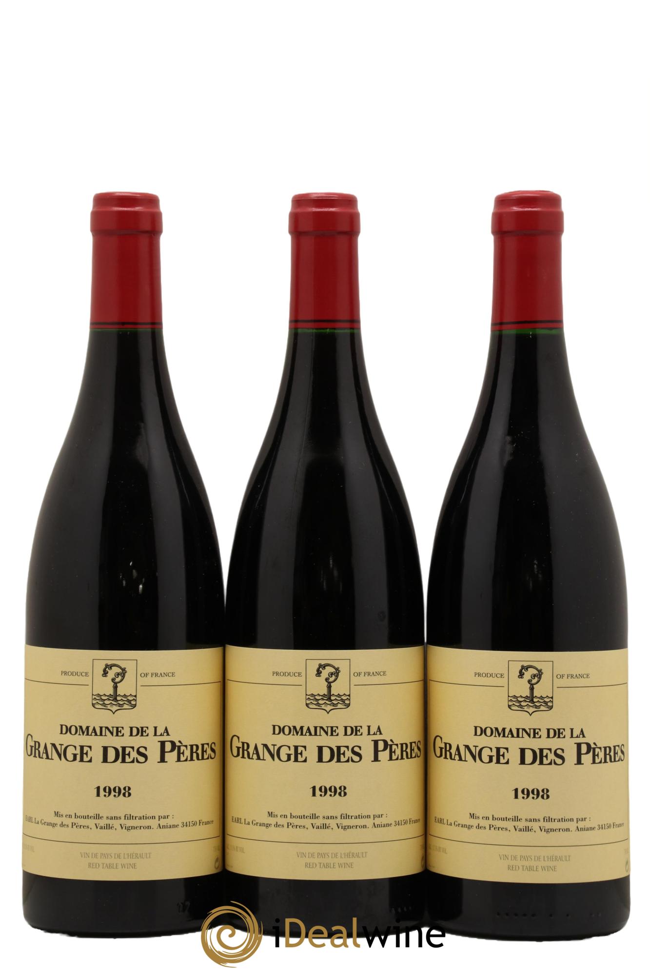 Pays d'Hérault Grange des Pères Laurent Vaillé 1998 - Lot de 3 bouteilles - 0