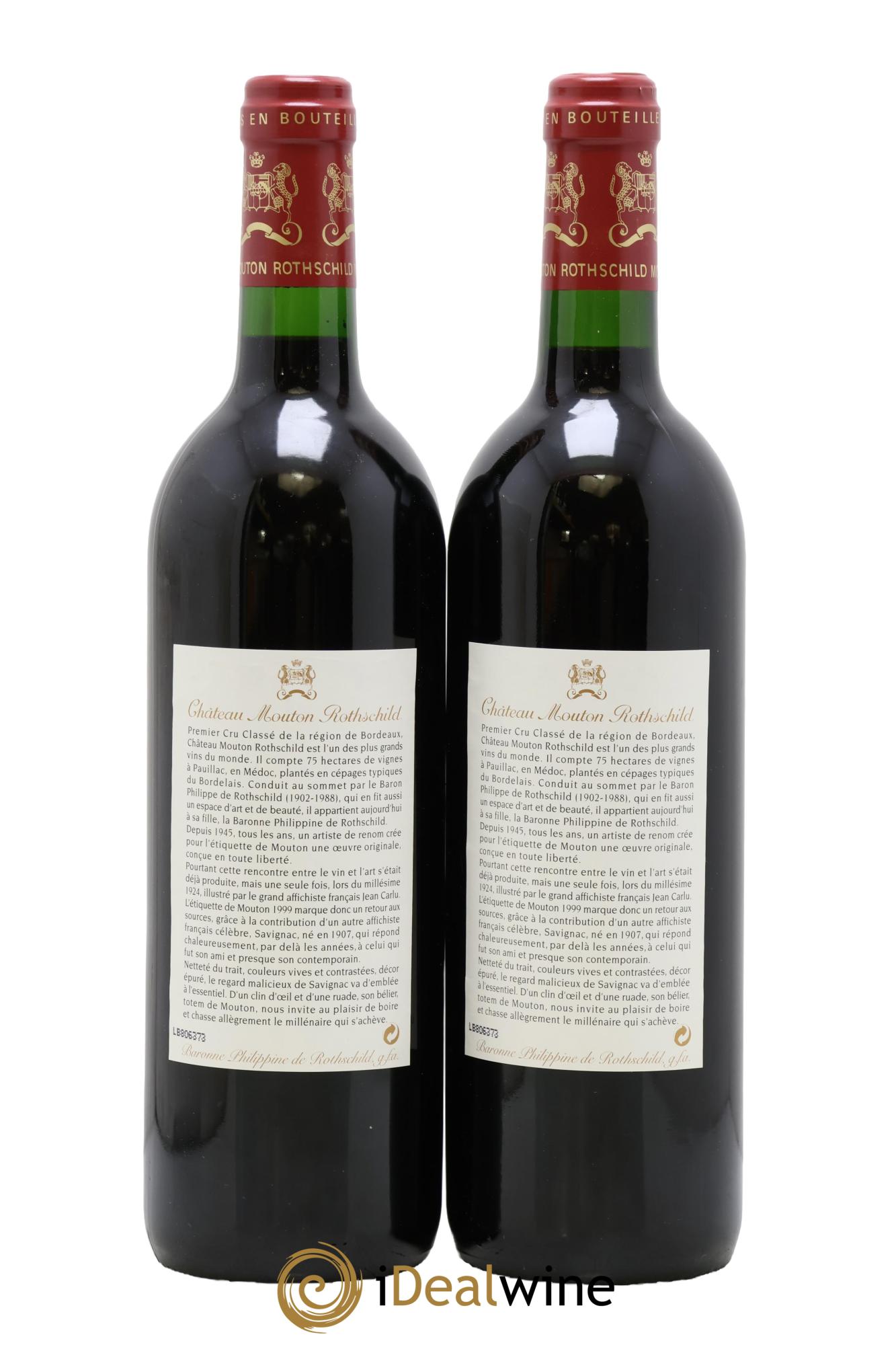 Château Mouton Rothschild 1er Grand Cru Classé 1999 - Lot of 2 bottles - 1