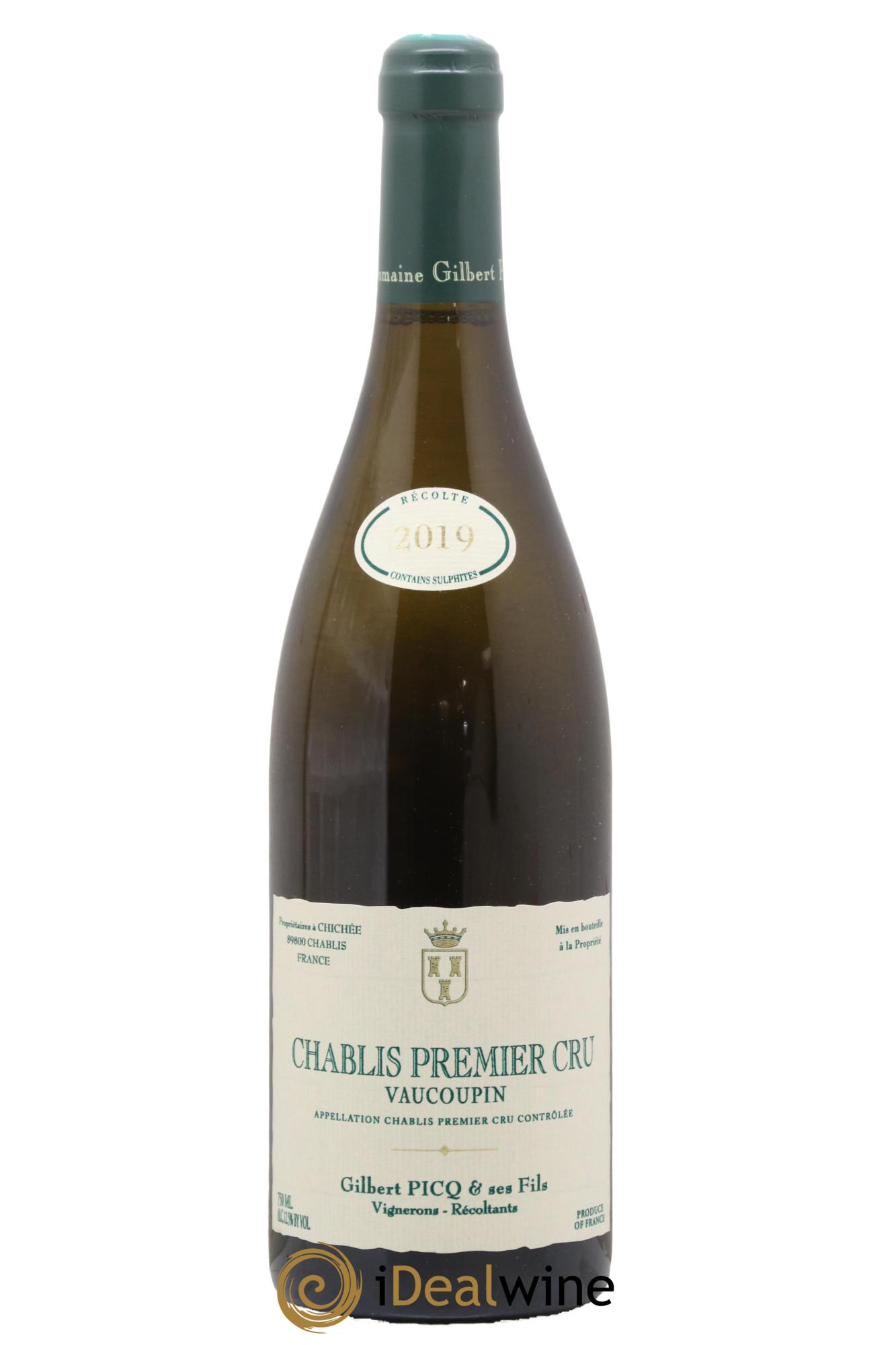 Chablis 1er Cru Vaucoupin Gilbert Picq et Fils 2019 - Lot de 1 bouteille - 0