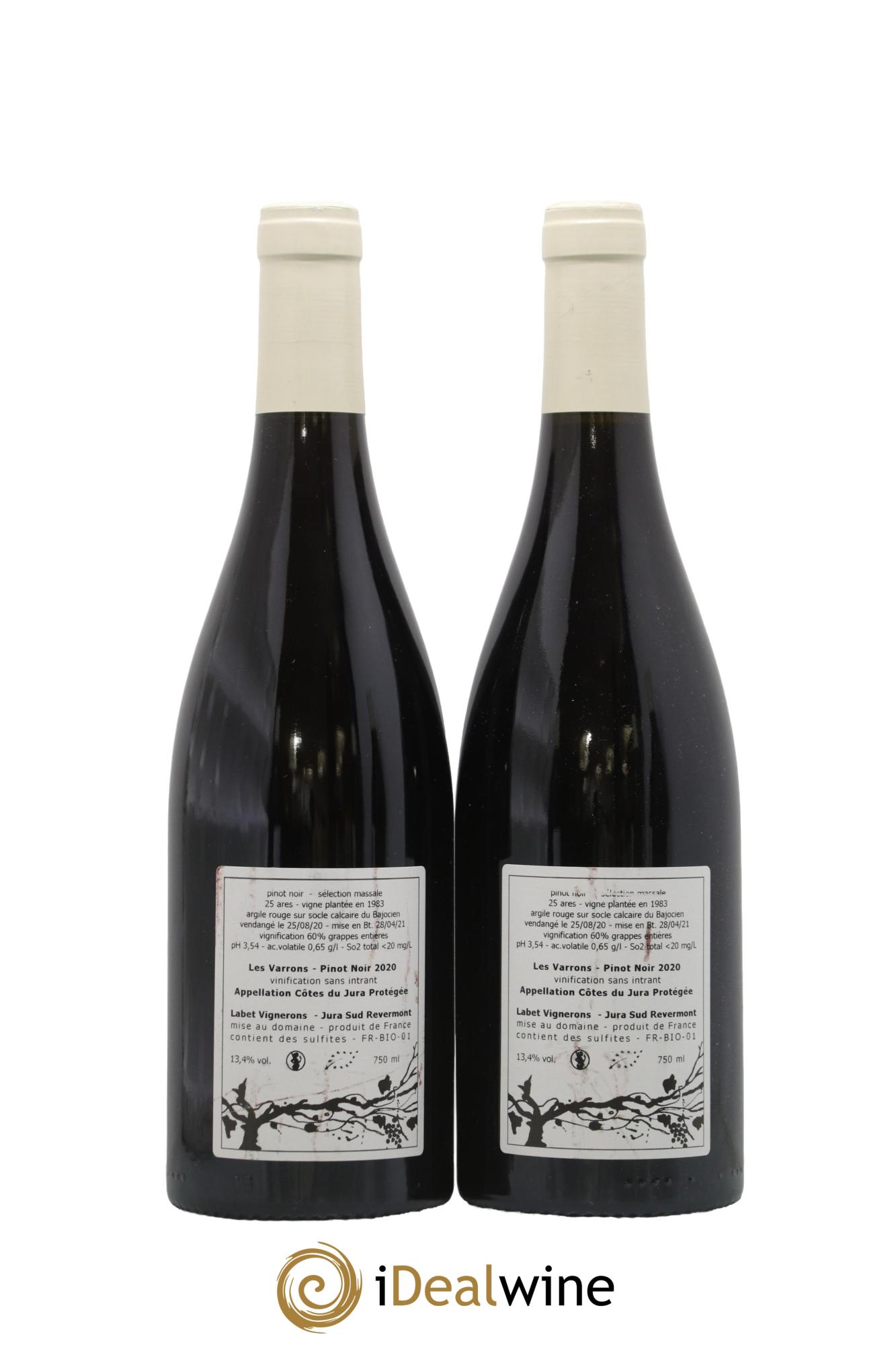 Côtes du Jura Pinot Noir Les Varrons Romain - Julien - Charline Labet 2020 - Posten von 2 Flaschen - 1