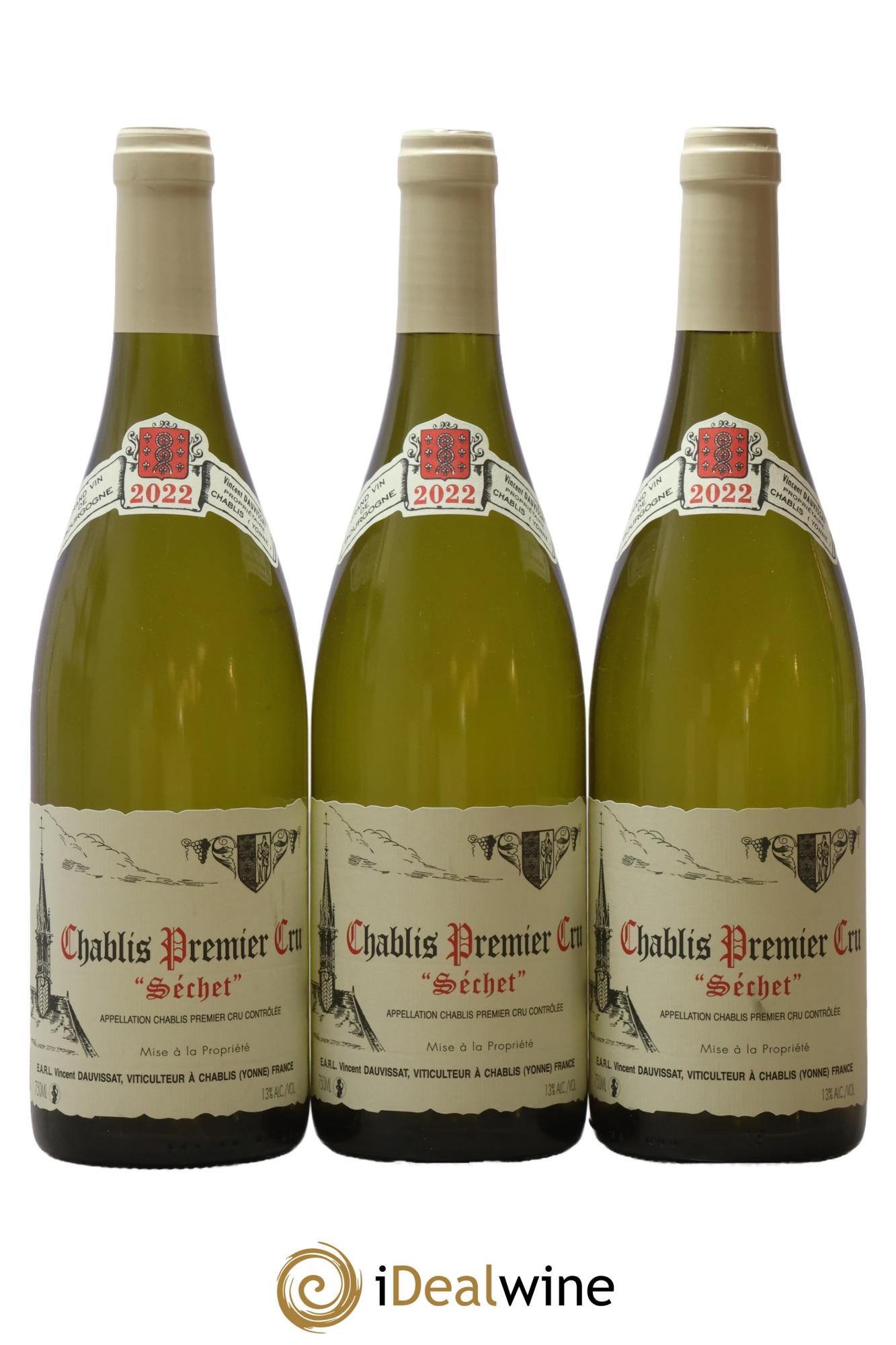 Chablis 1er Cru Séchet Vincent Dauvissat (Domaine) 2022 - Posten von 3 Flaschen - 0
