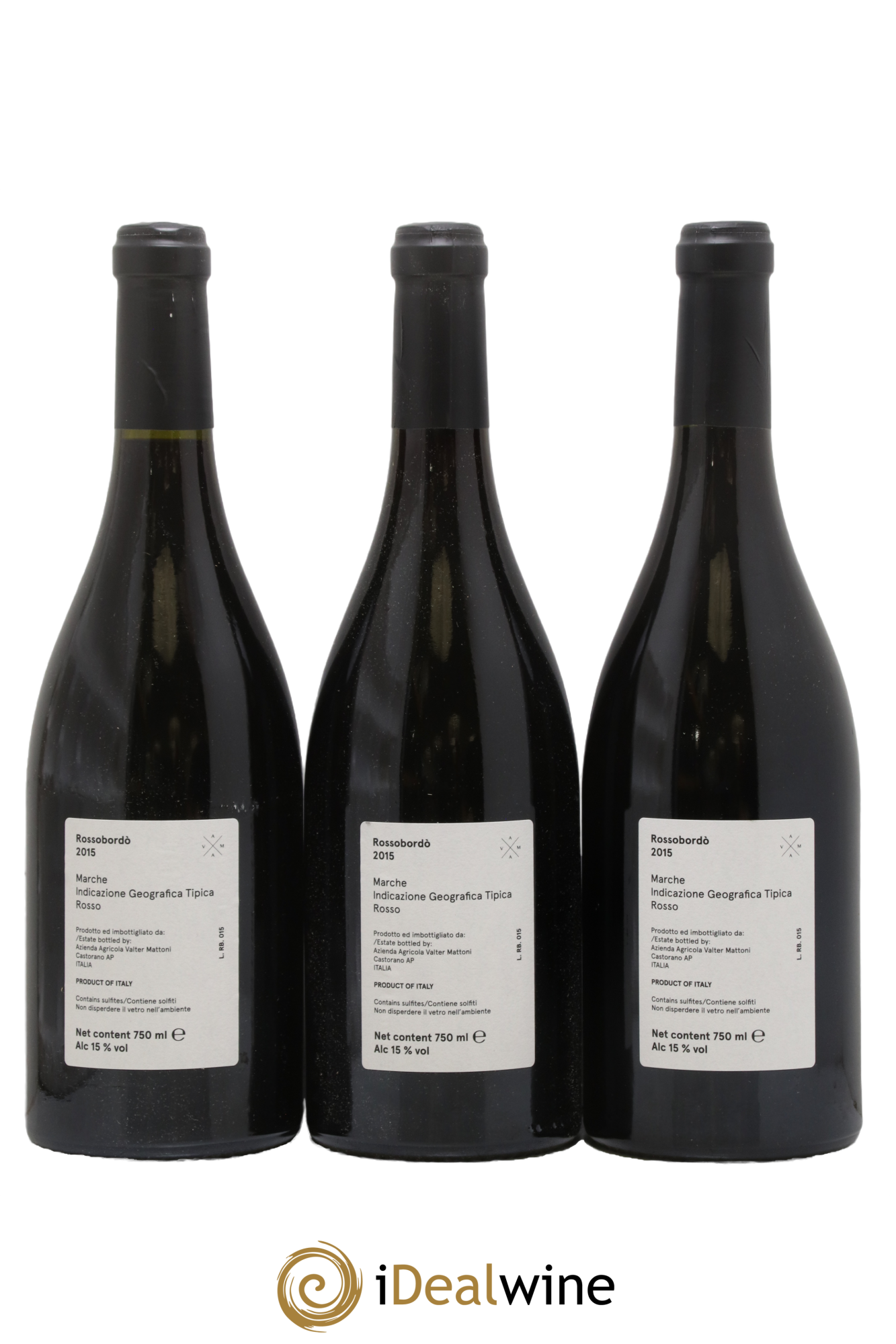 Italie IGT Marche - Rossobordo -  Valter Mattoni 2015 - Lot of 3 bottles - 1