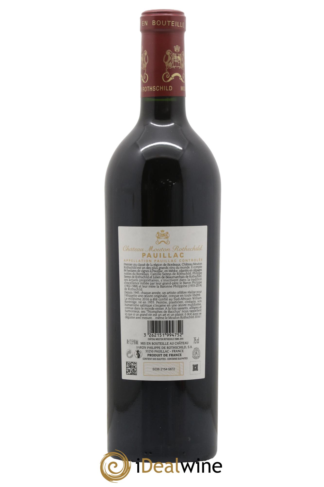 Château Mouton Rothschild 1er Grand Cru Classé 2016 - Posten von 1 Flasche - 2