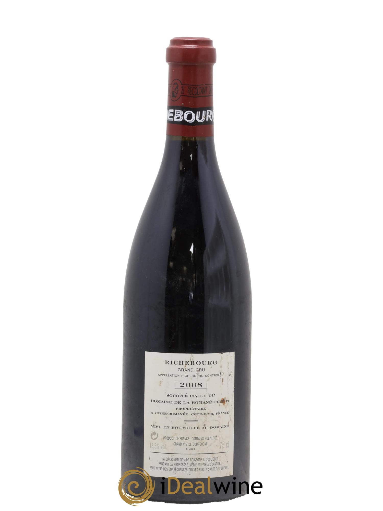 Richebourg Grand Cru Domaine de la Romanée-Conti 2008 - Lot of 1 bottle - 1